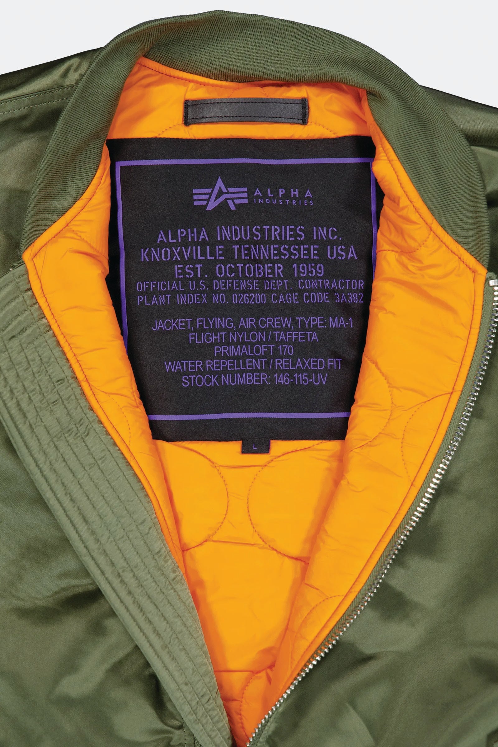  Alpha Industries Ma-1 Uv Bomber Jacket Verde Unisex Oliva - 5