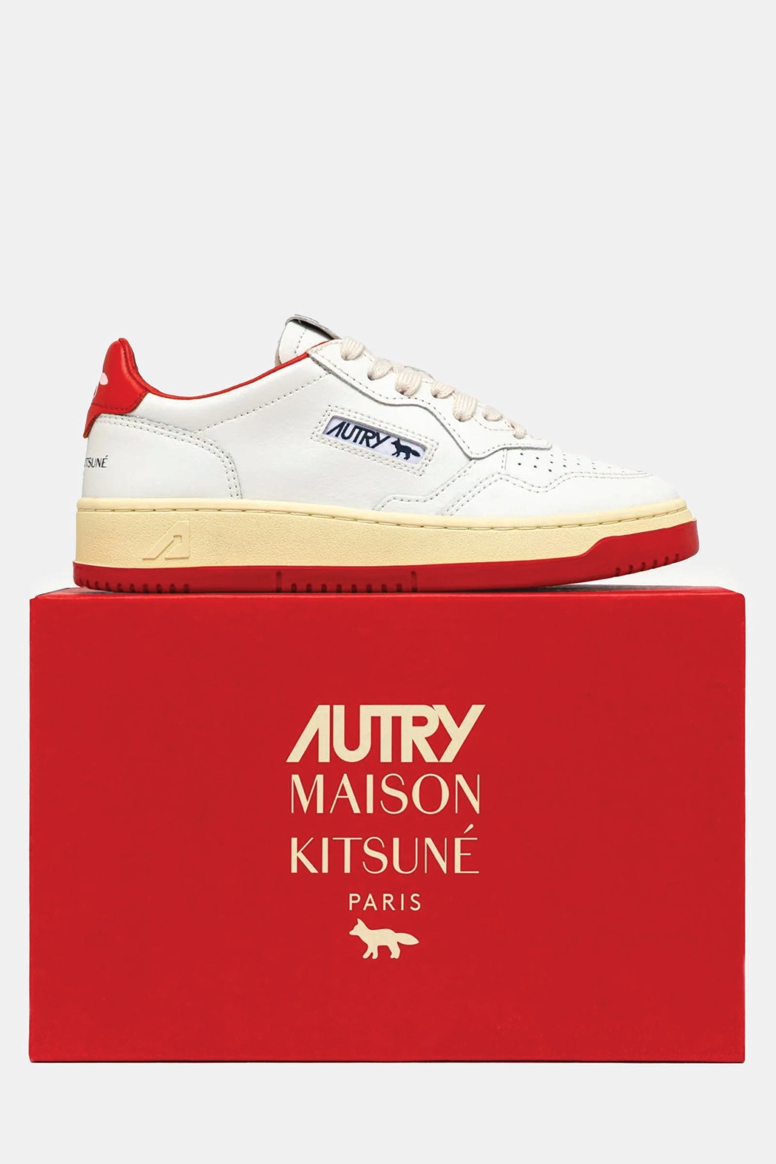  Autry Medalist Low 'maison Kitsuné' Bianco Uomo Bianco Rosso - 5