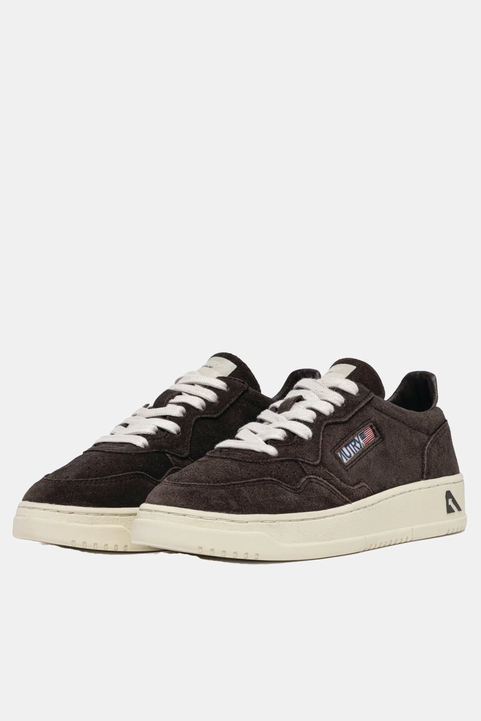  Autry Medalist Low In Suede Moka E Off White Uomo Marrone - 2