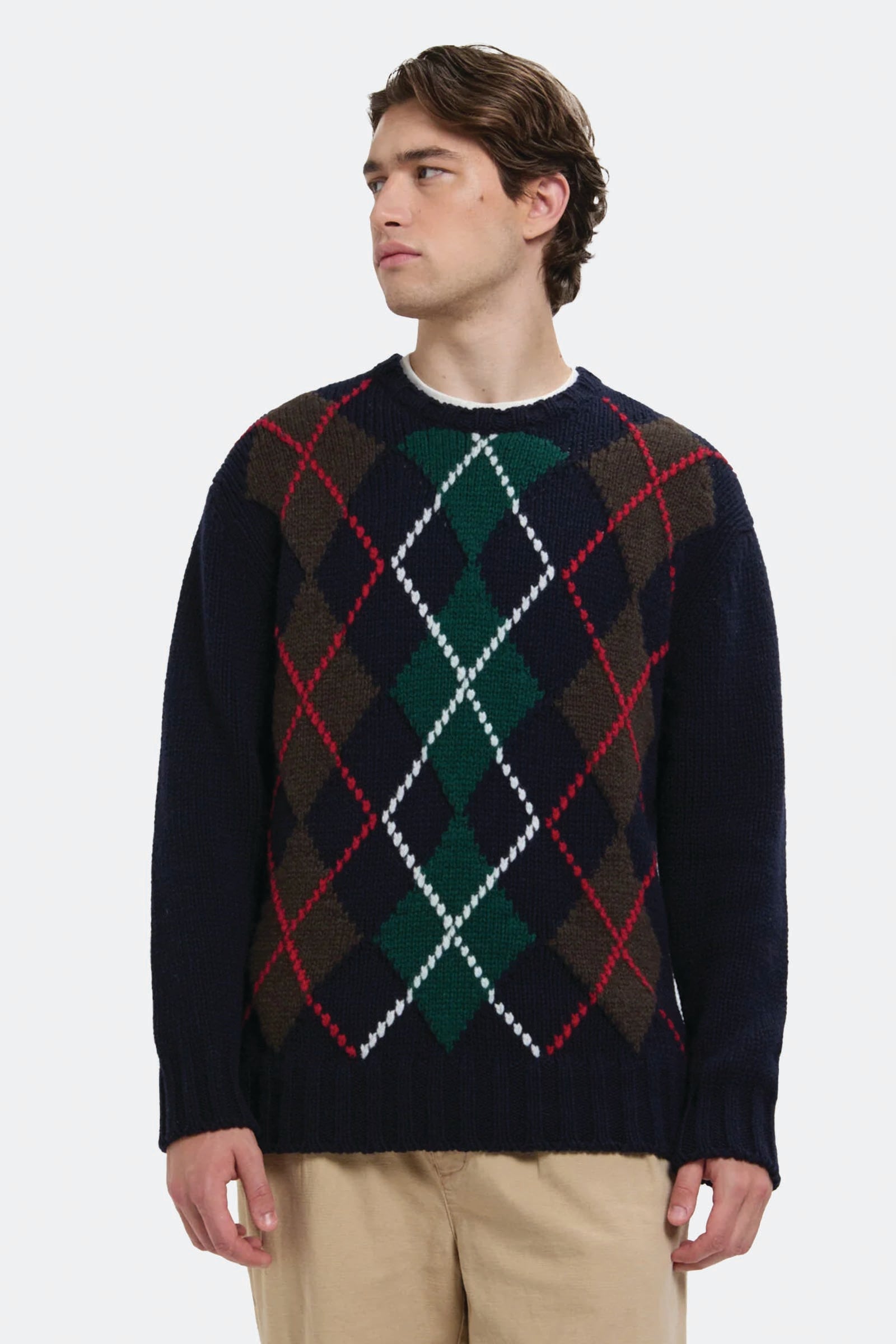  Baracuta Maglione Girocollo Con Motivo A Losanghe Uomo Blu - 2