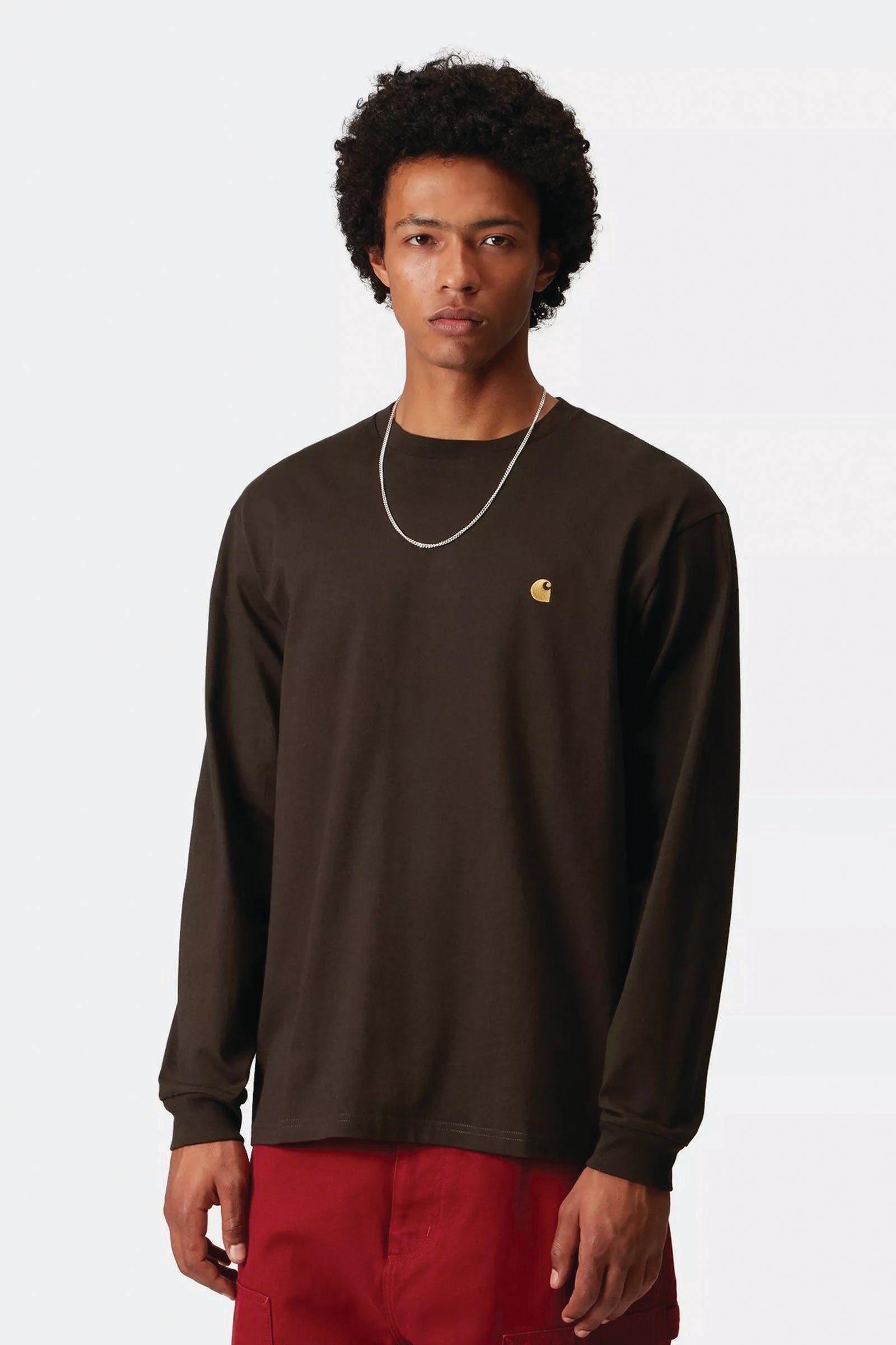  Carhartt L/s Chase T-shirt Marrone Uomo Tabacco - 3