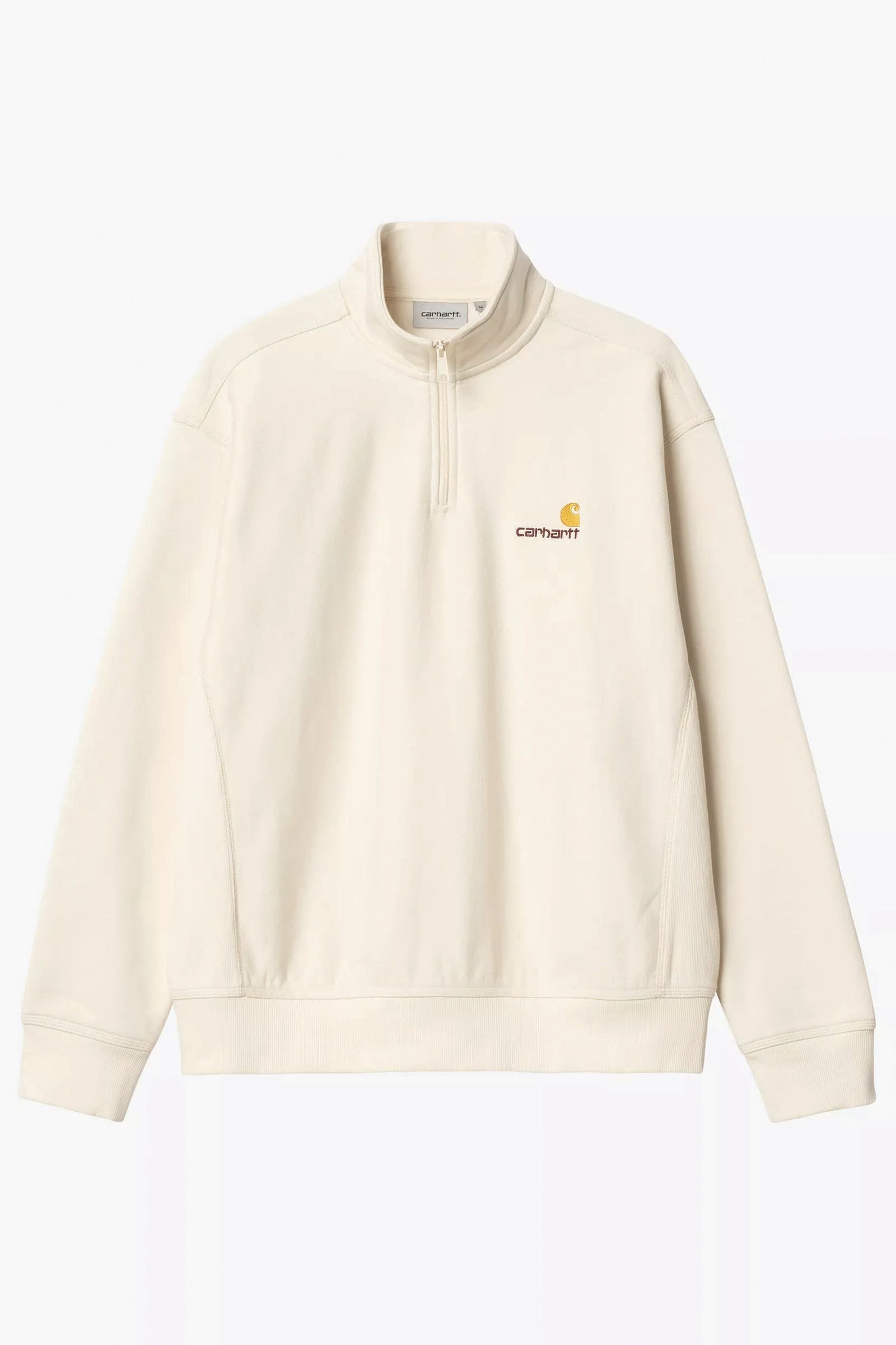 Carhartt Half Zip American Script Sweatshirt Bianco Uomo Panna - 1