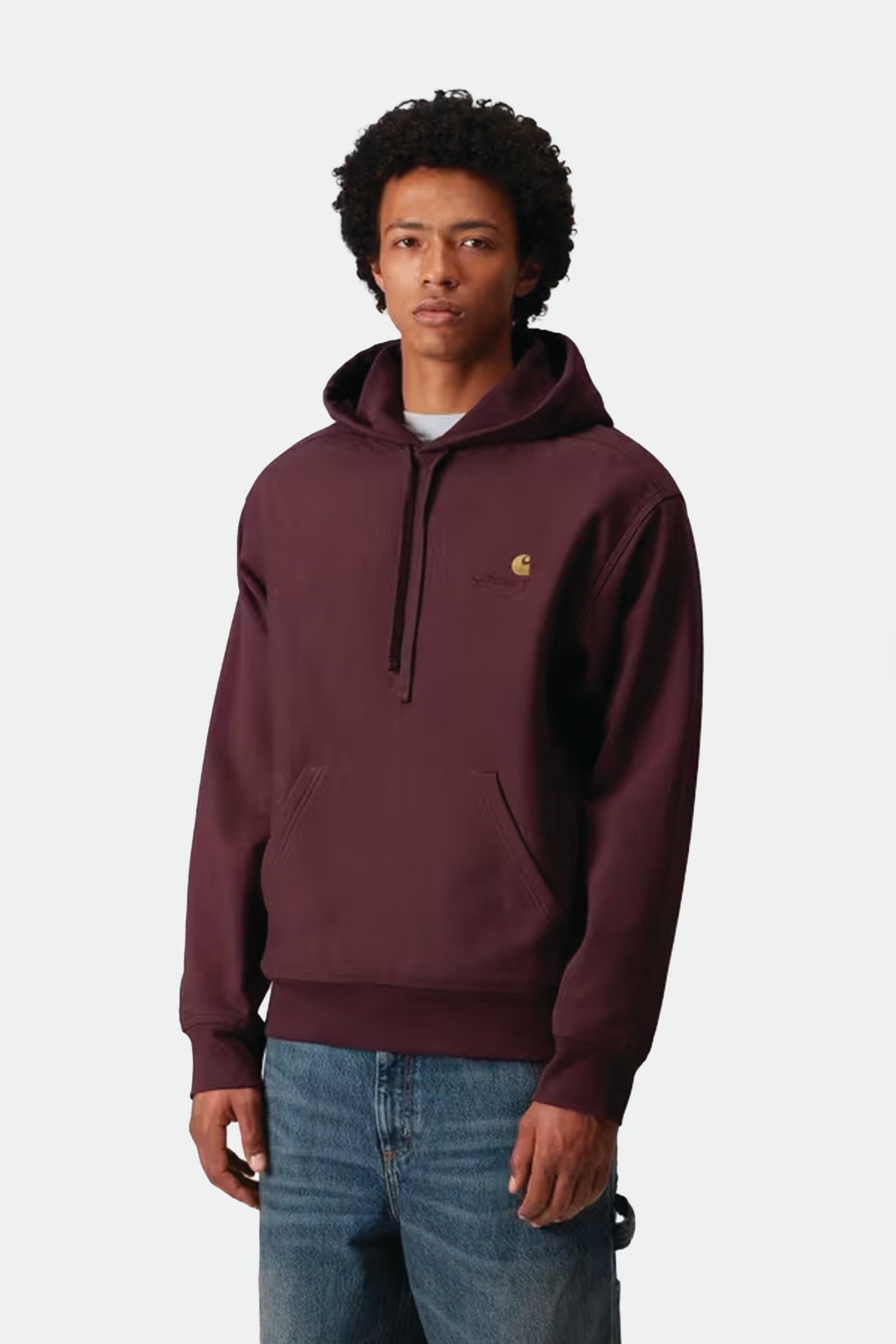  Carhartt Hooded American Script Sweatshirt Viola Uomo Bordeaux - 2
