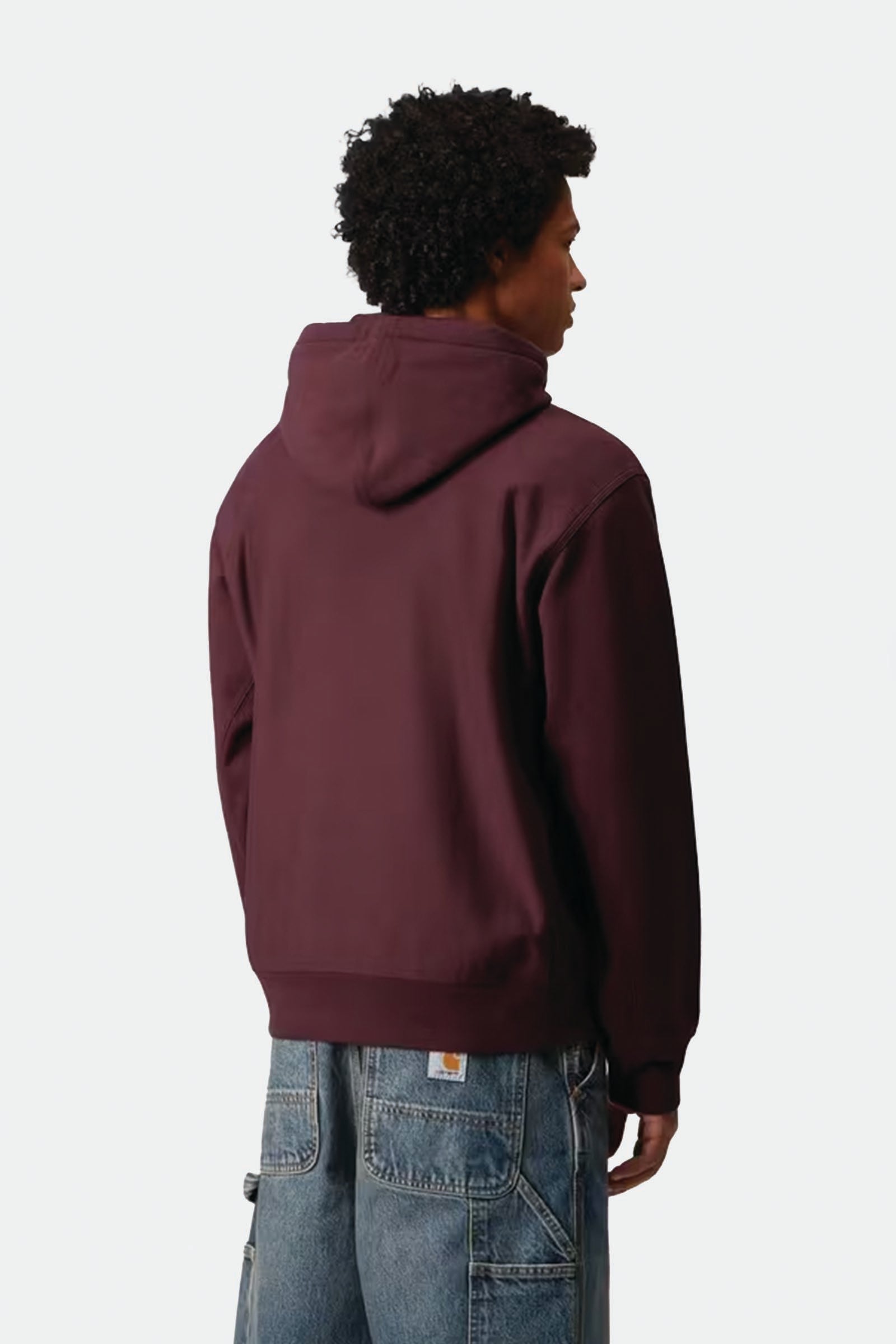  Carhartt Hooded American Script Sweatshirt Viola Uomo Bordeaux - 3