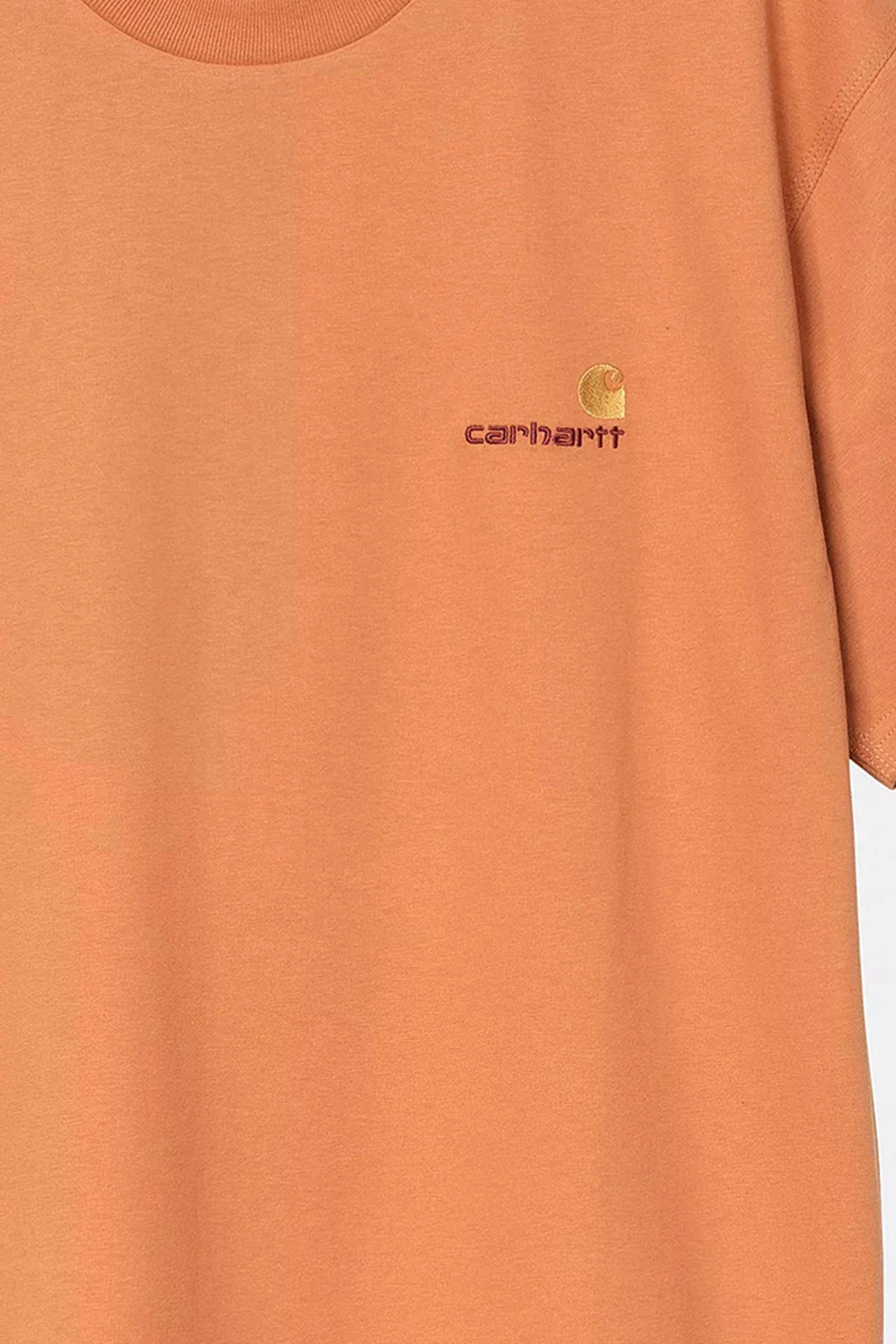  Carhartt S/s American Script T-shirt Ne Uomo Arancio - 4