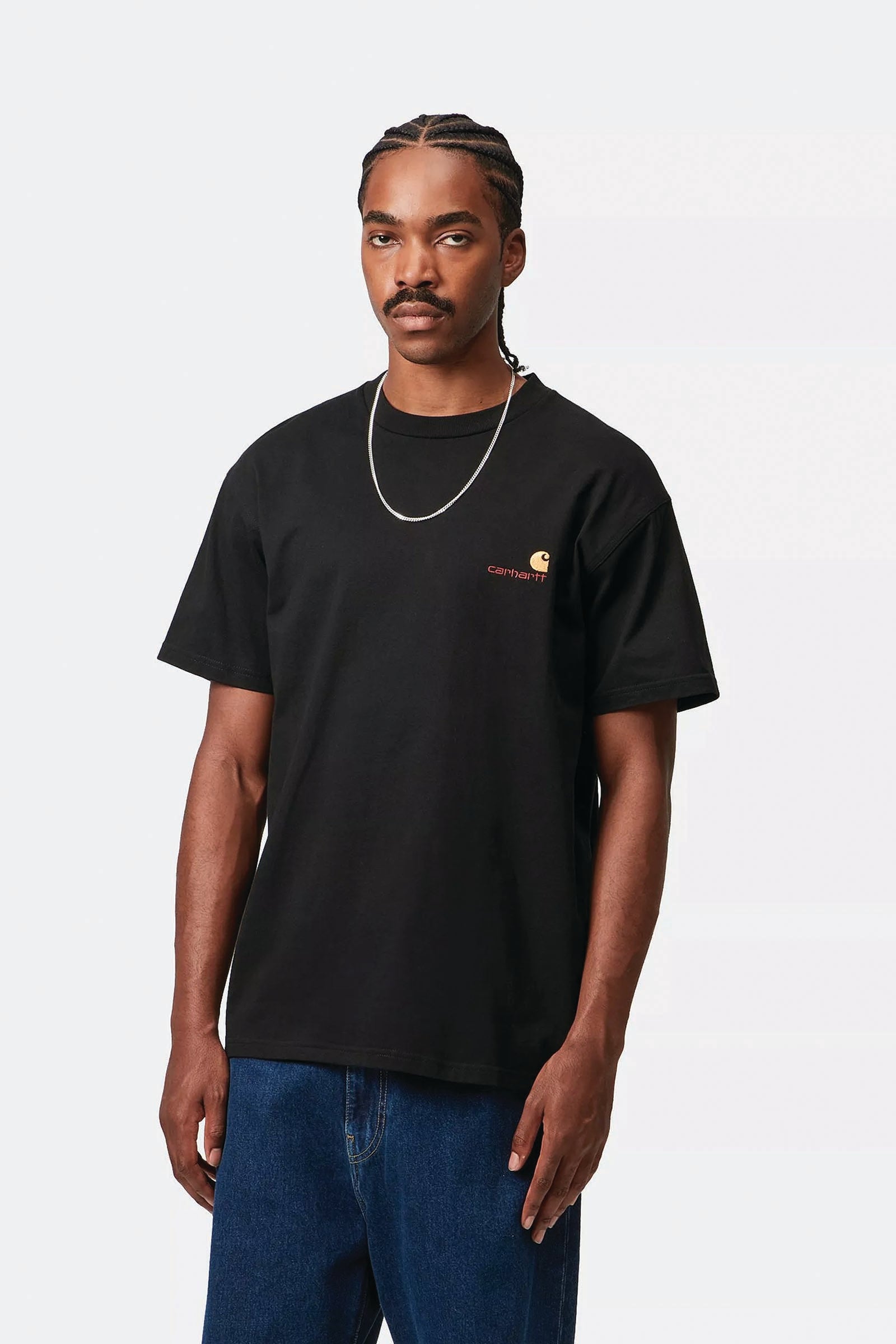  Carhartt S/s American Script T-shirt Nero Uomo Black - 3