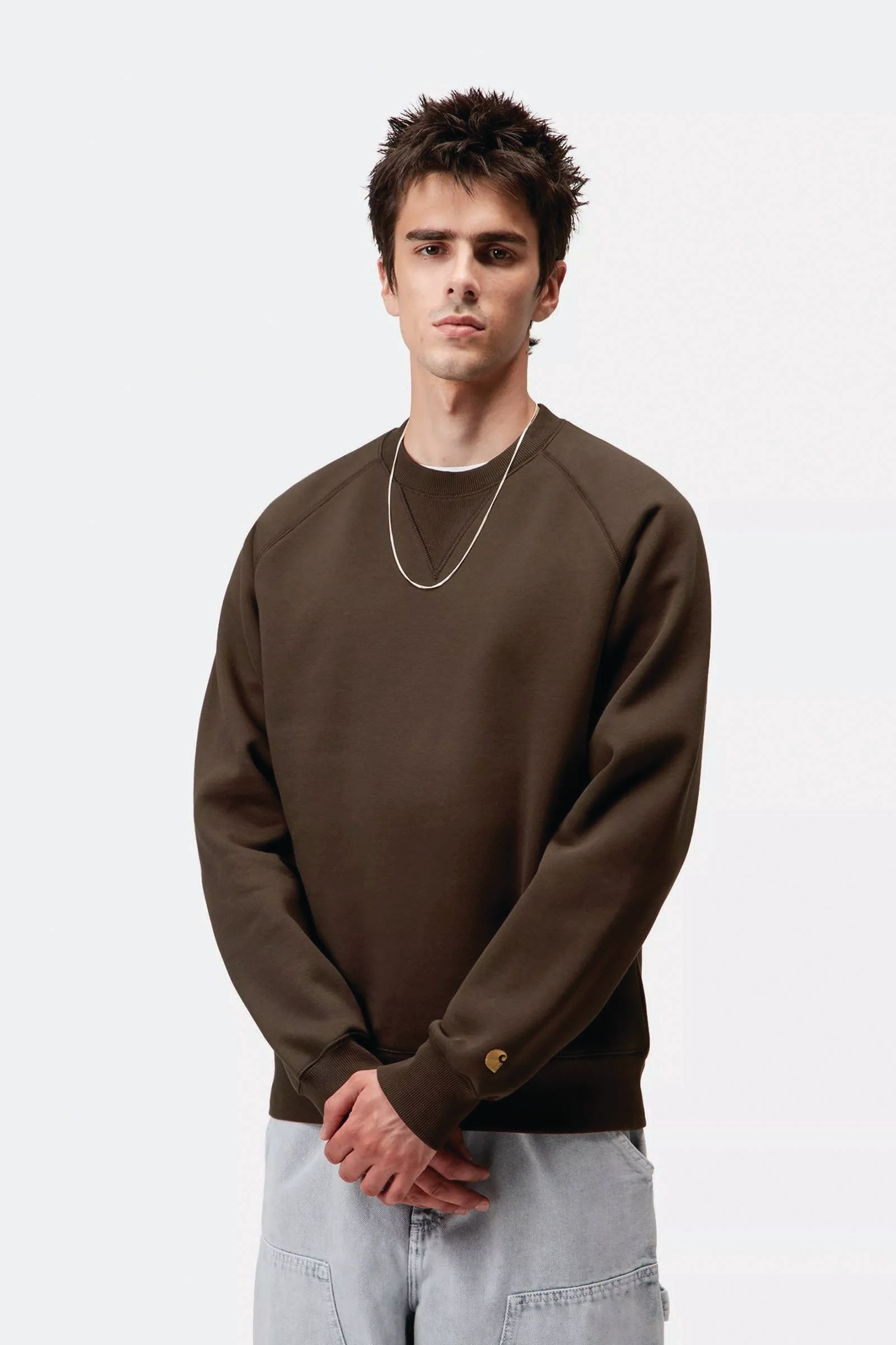  Carhartt Chase Sweatshirt Marrone Uomo Tabacco - 3