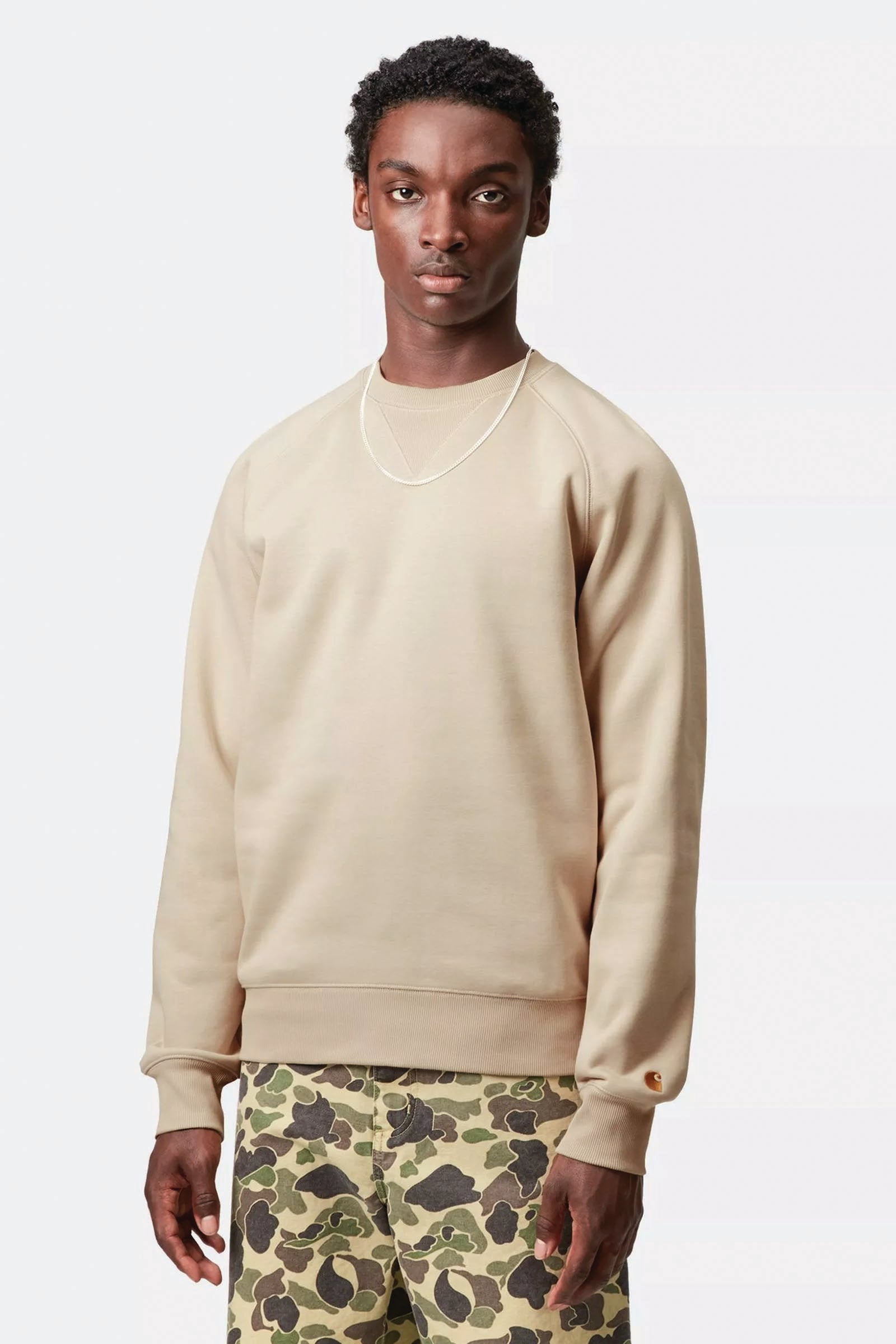  Carhartt Chase Sweatshirt Uomo Beige - 3