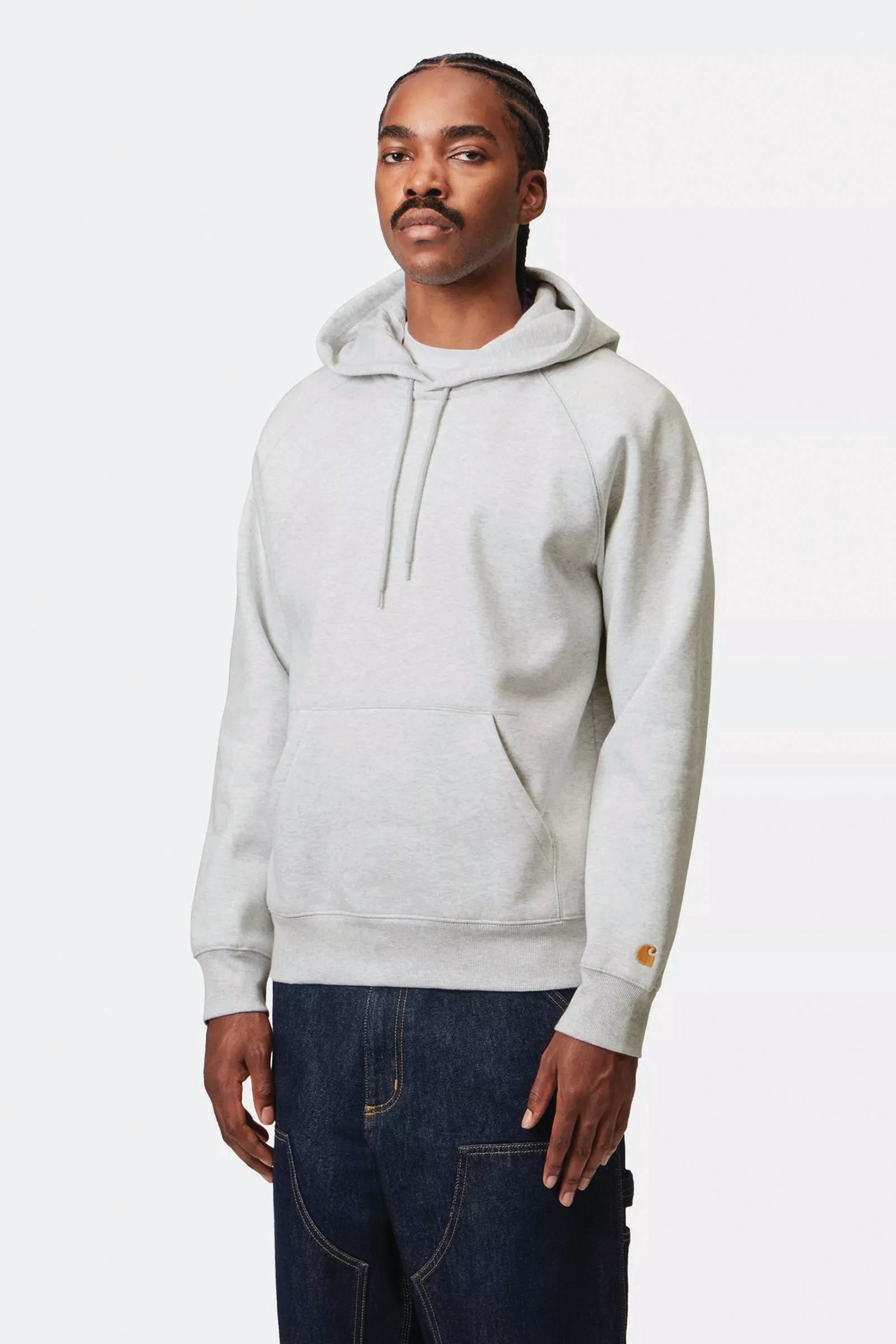  Carhartt Hooded Chase Sweatshirt Grigio Unisex Grigio Chiaro - 3