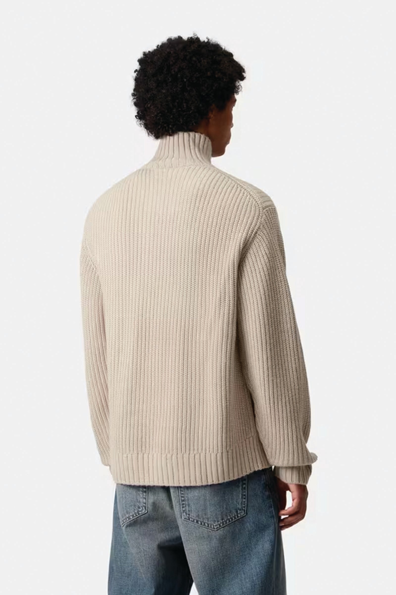  Carhartt Detroit Half Zip Sweater Uomo Beige - 3