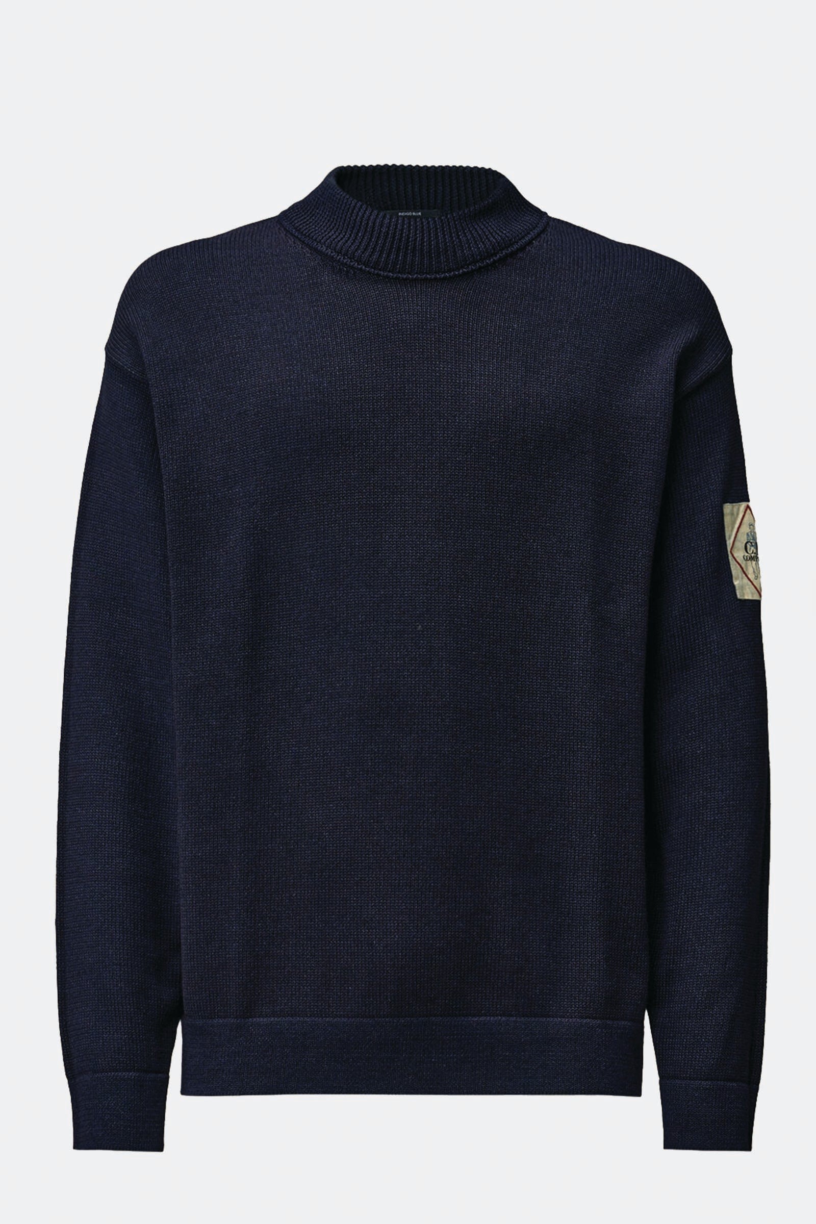  C.p. Company Indigo Cotton Vanisè Mock Neck Sweater Uomo Blu - 1