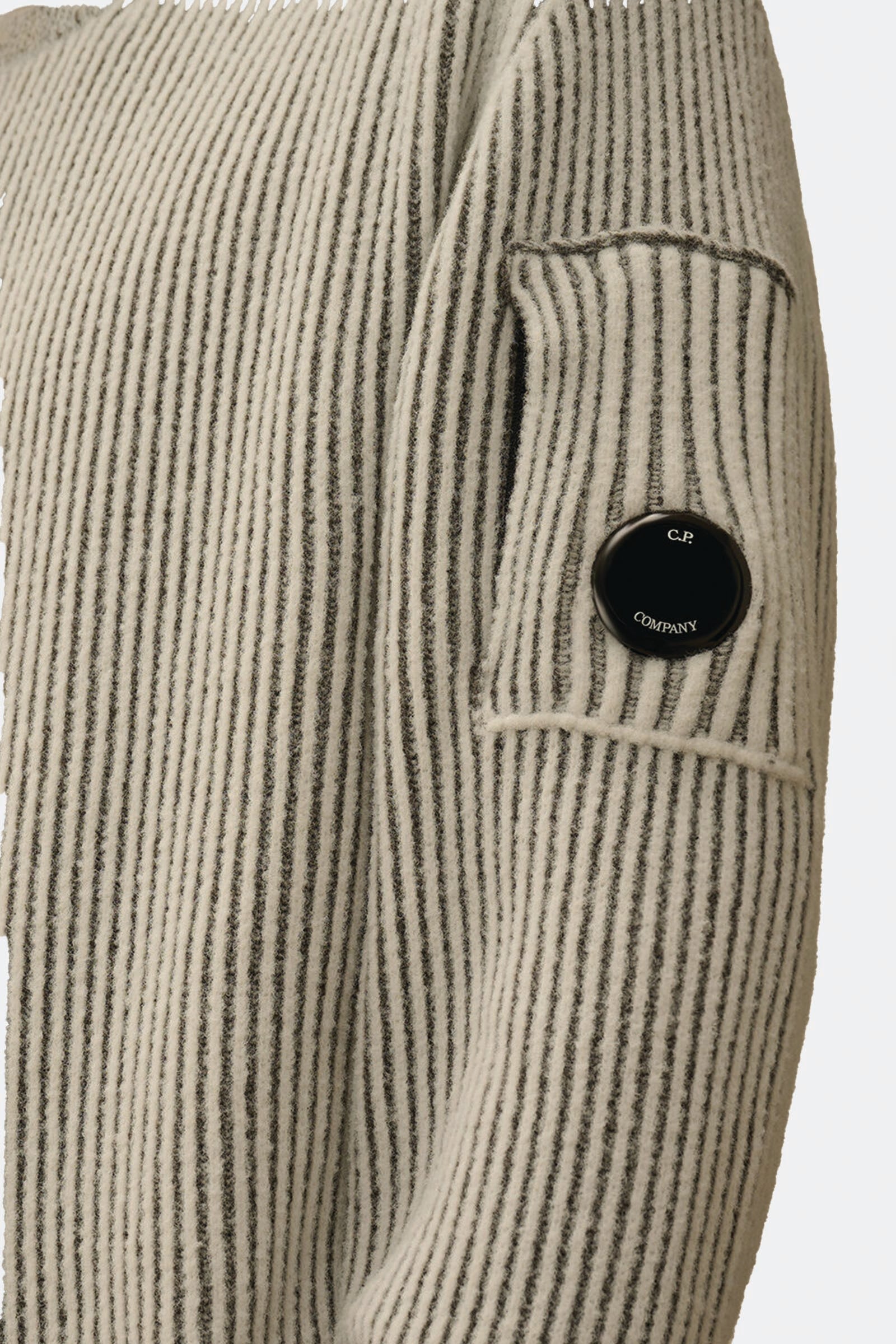  C.p. Company Fleece Knit Crewneck Lens Sweater Uomo Grigio - 4