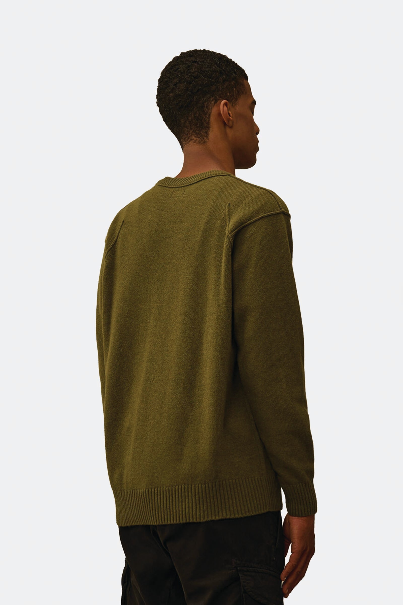  C.p. Company Lambswool Grs Crewneck Lens Sweater Uomo Verde - 3