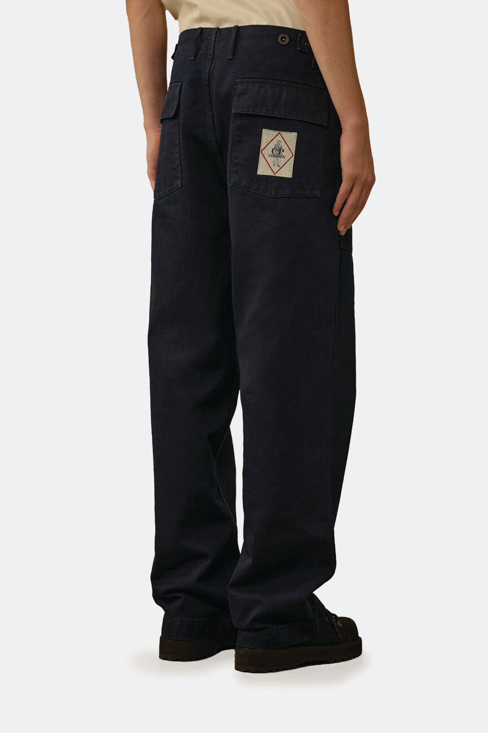  C.p. Company 3/4 Plated Denim Loose Pants Uomo Blu - 4