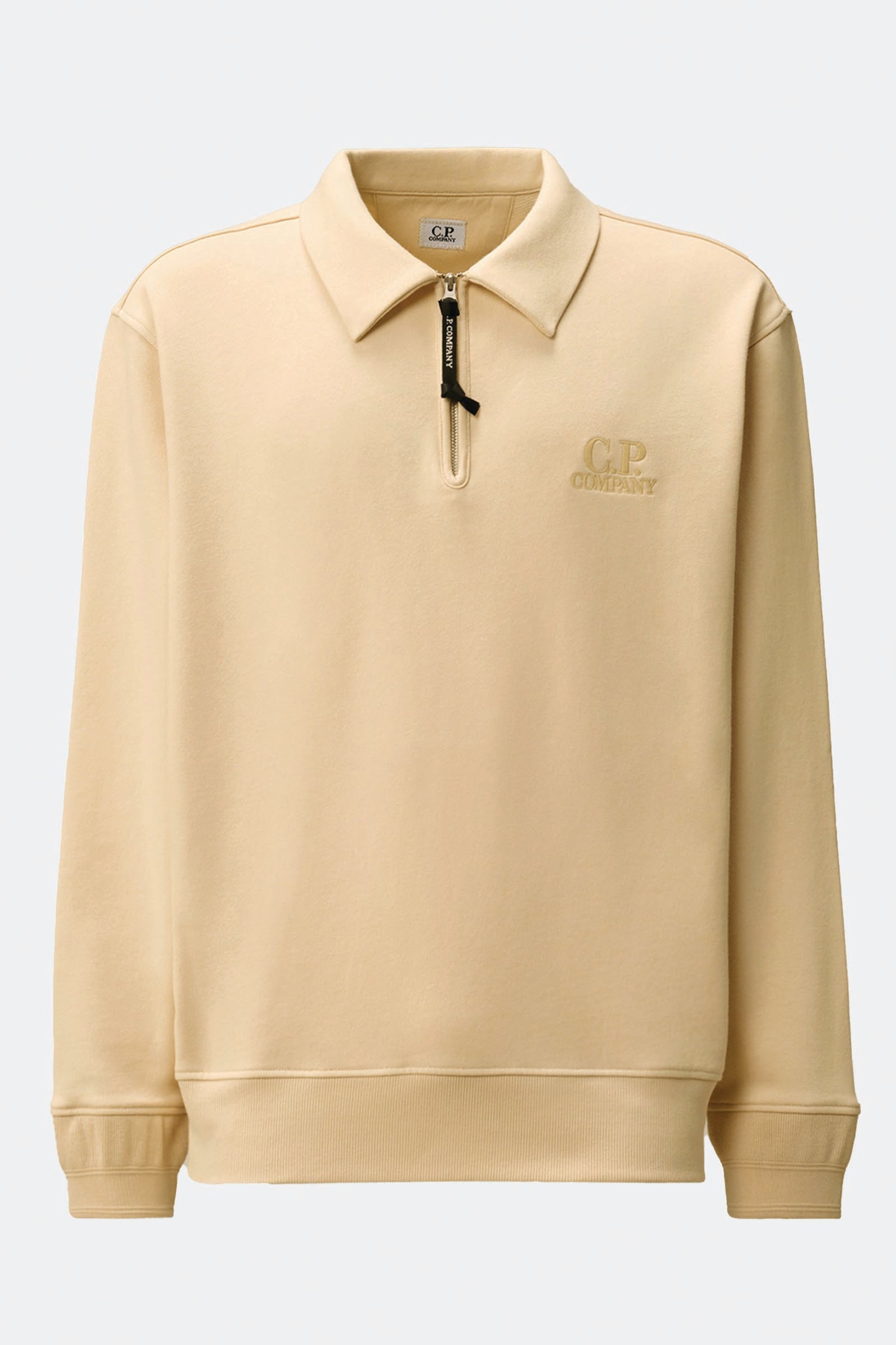  C.p. Company Diagonal Raised Fleece Half Zip Sweatshirt Uomo Beige - 1
