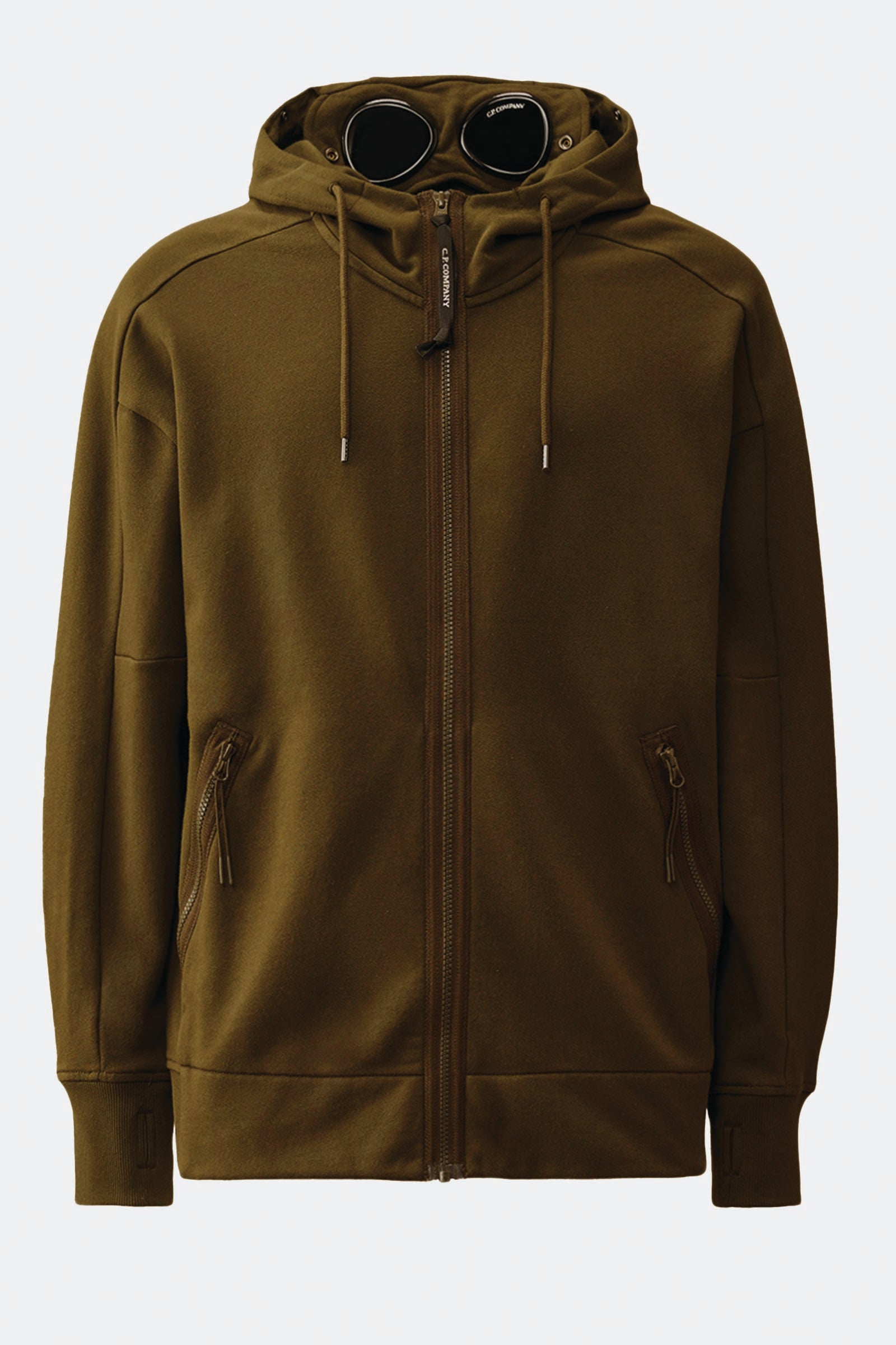  C.p. Company Diagonal Raised Fleece Goggle Sweatshirt Uomo Verde - 1