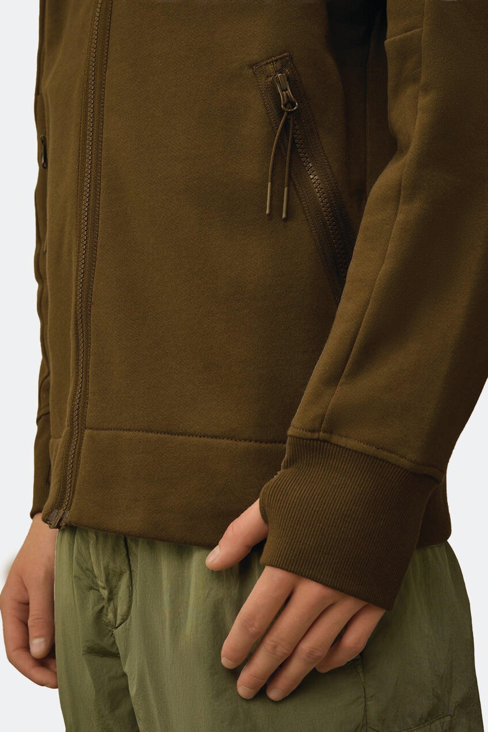  C.p. Company Diagonal Raised Fleece Goggle Sweatshirt Uomo Verde - 3