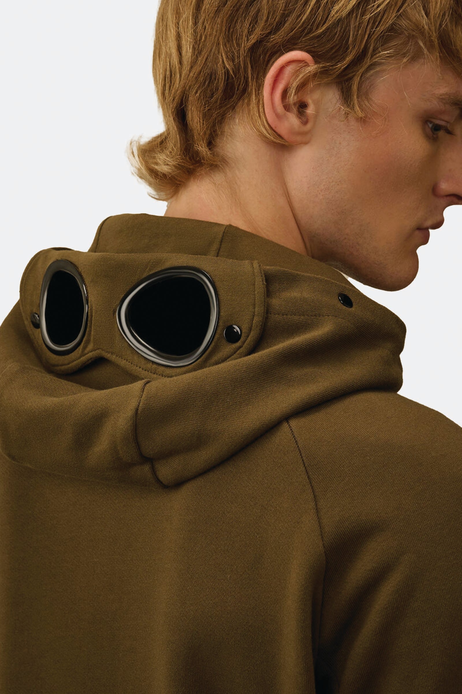  C.p. Company Diagonal Raised Fleece Goggle Sweatshirt Uomo Verde - 4