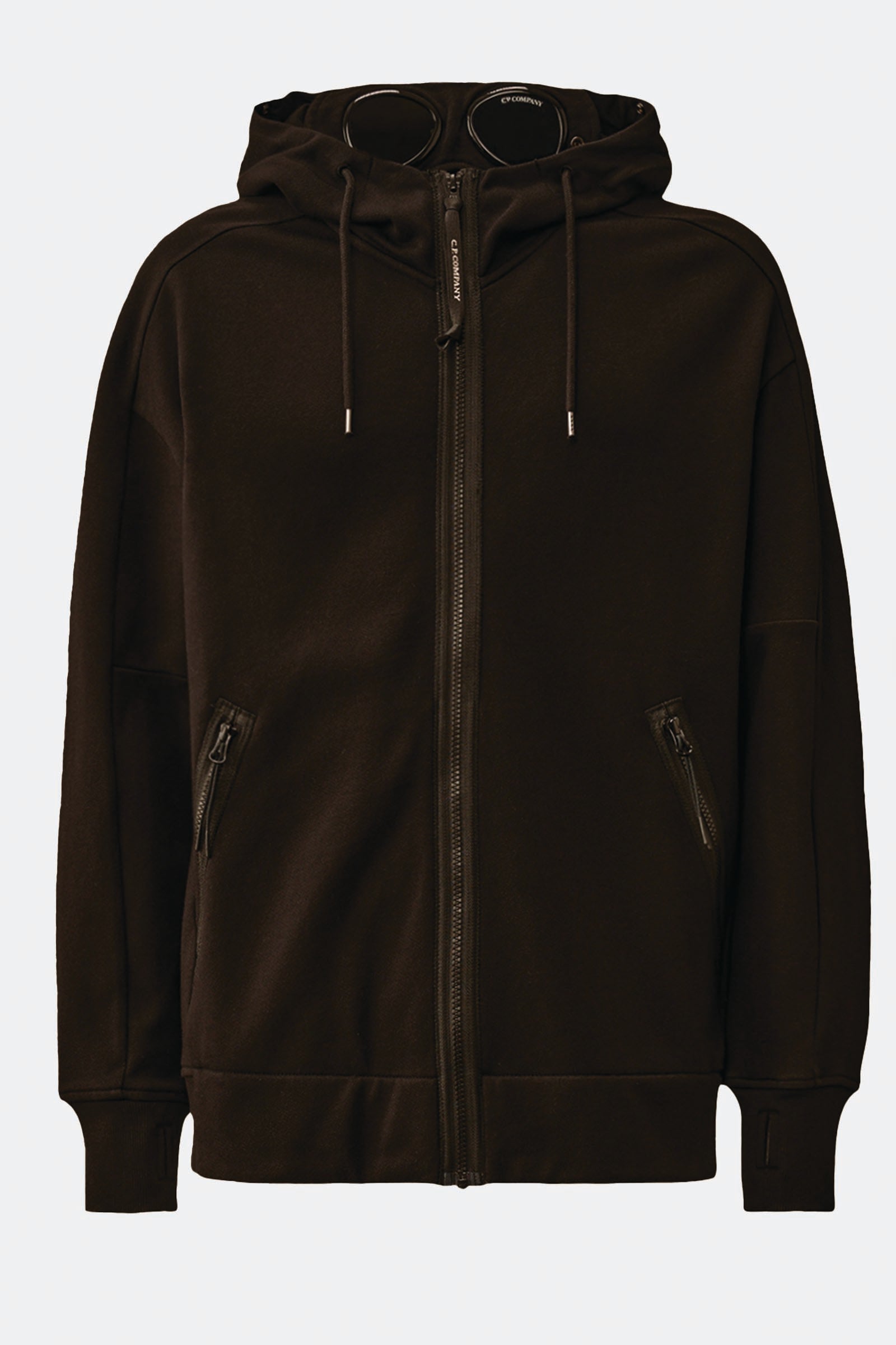  C.p. Company Diagonal Raised Fleece Goggle Sweatshirt Uomo Nero - 1