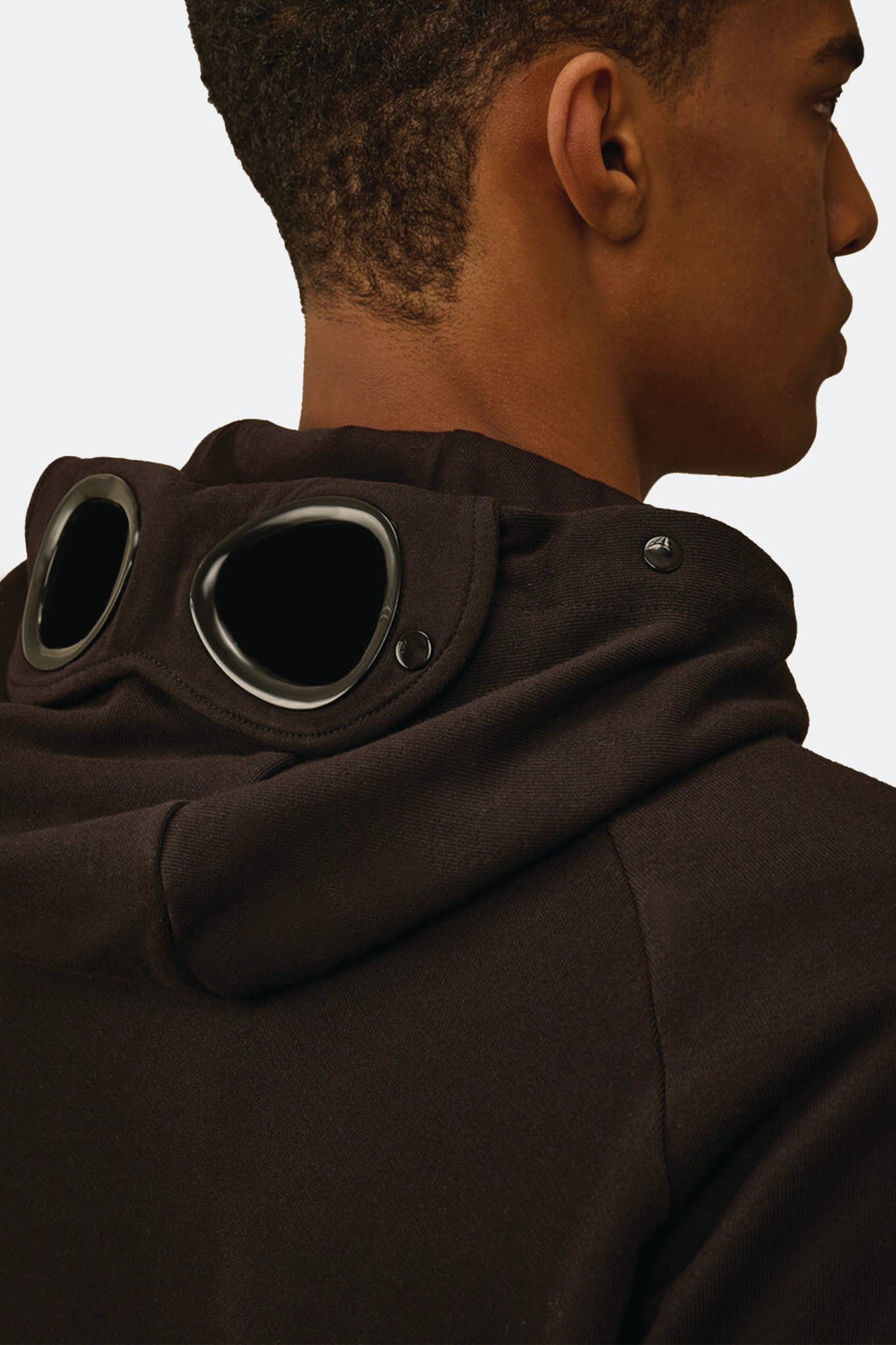  C.p. Company Diagonal Raised Fleece Goggle Sweatshirt Uomo Nero - 4