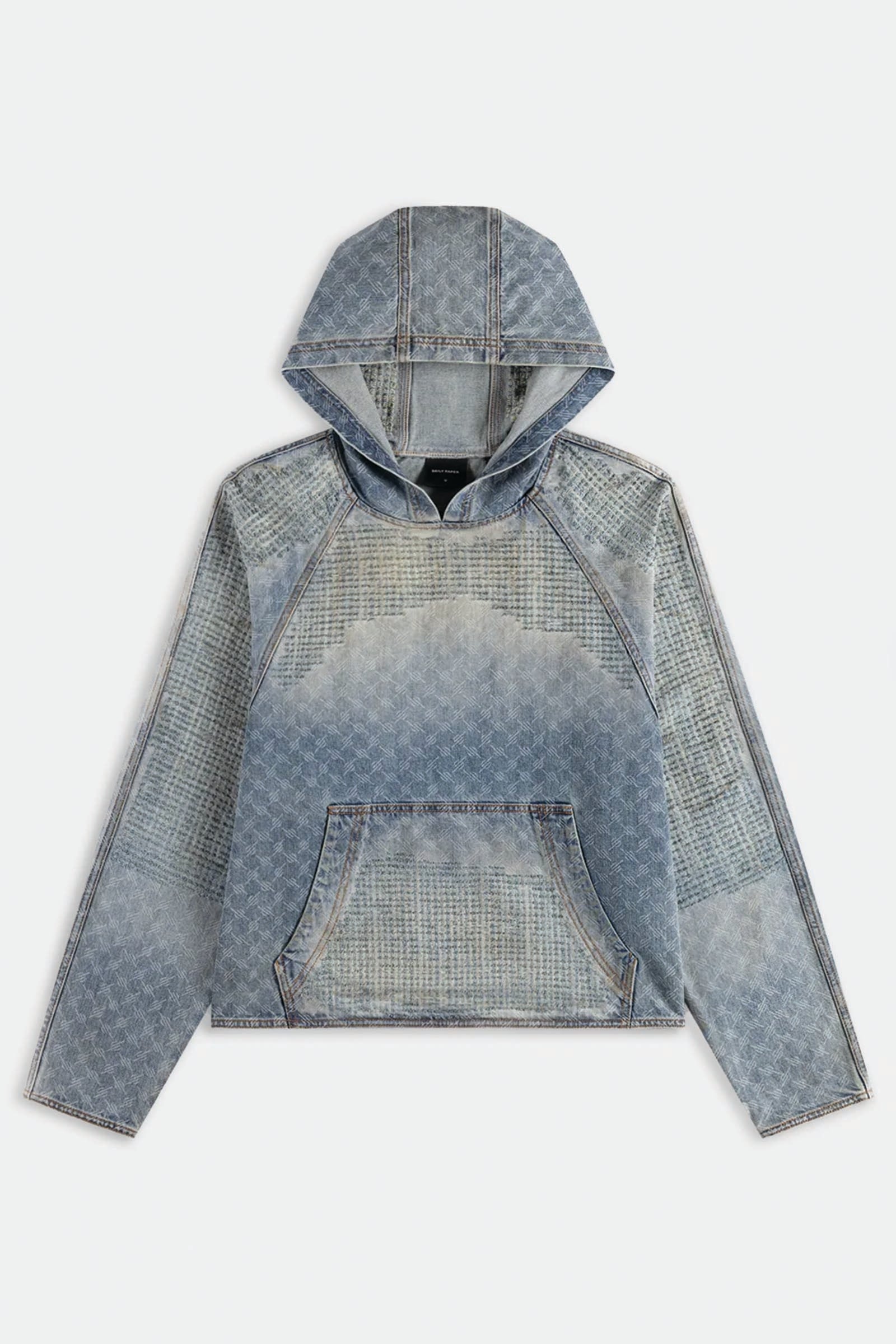  Daily Paper Destroyed Denim Hoodie Unisex Blu - 1