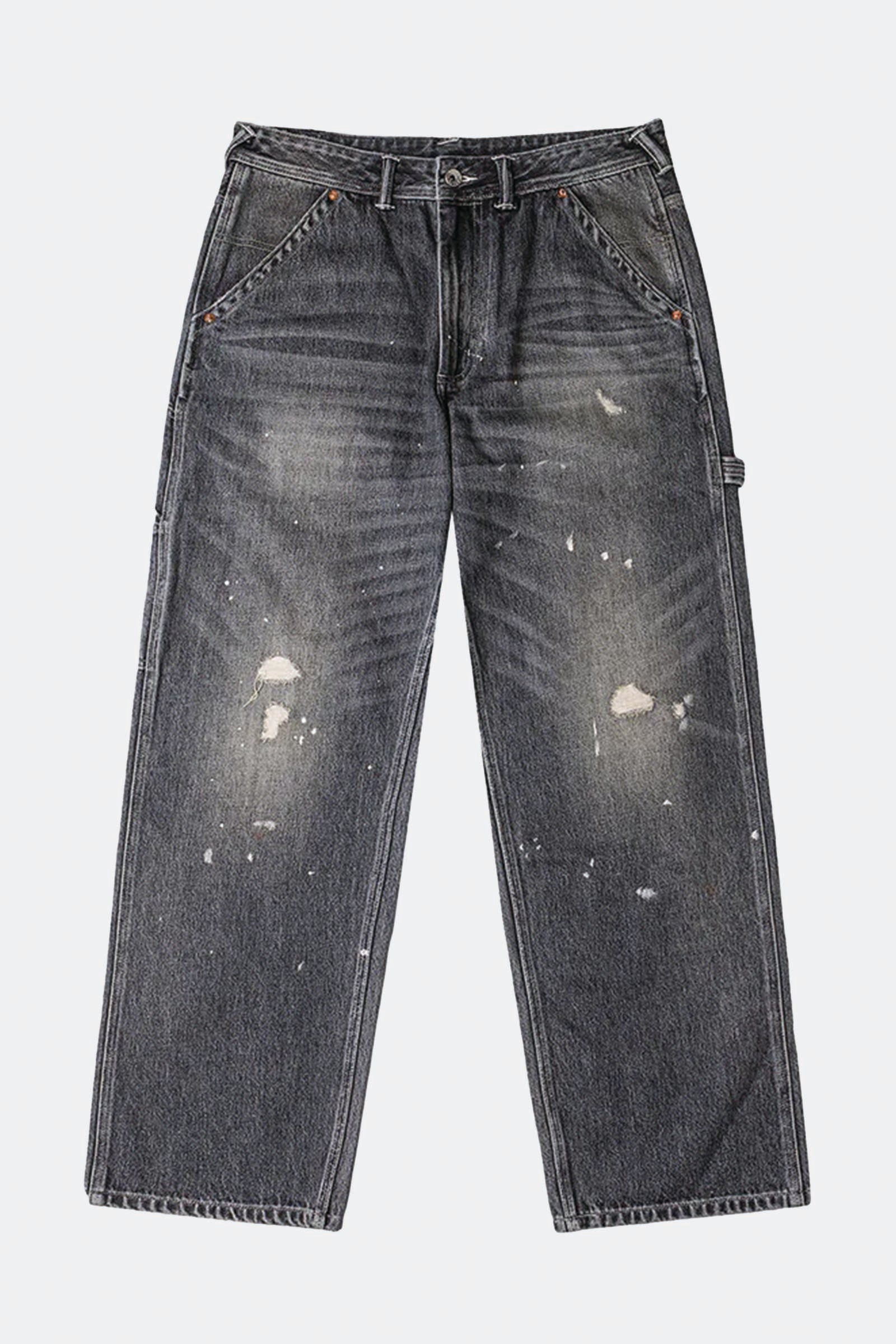  Evisu Washed And Distressed Daicock Print Relax Fit Jeans Uomo Grigio - 2
