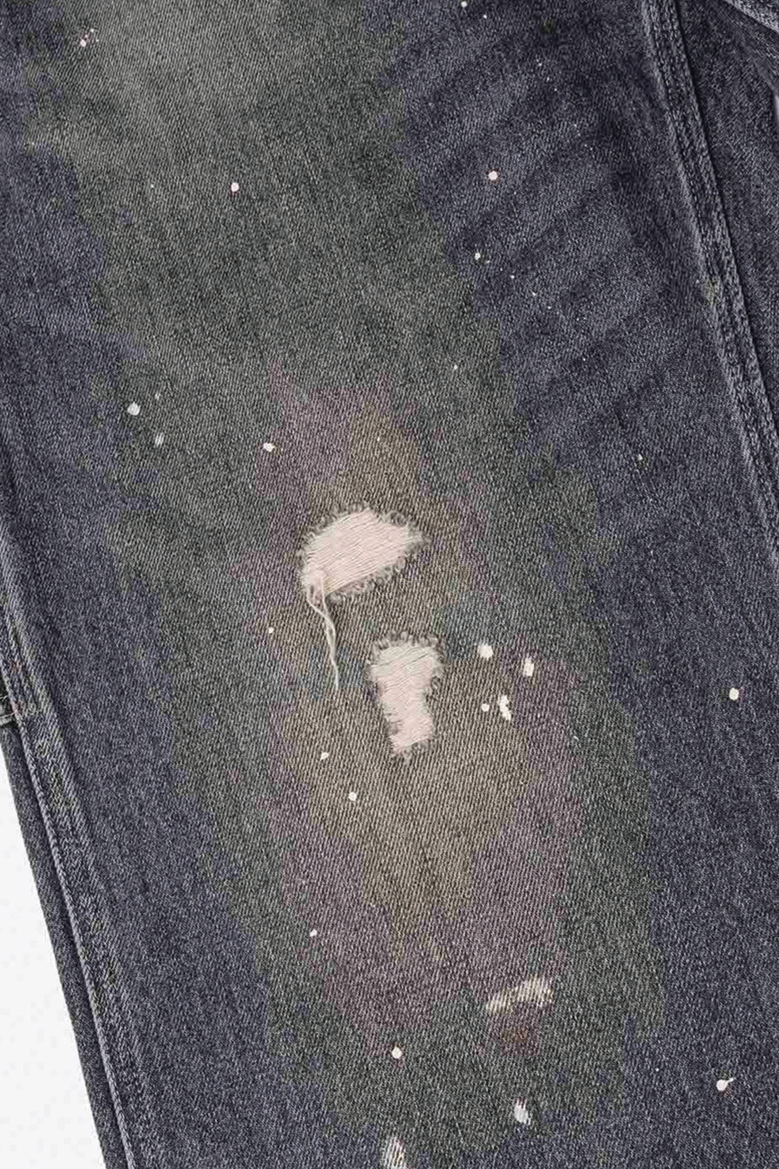  Evisu Washed And Distressed Daicock Print Relax Fit Jeans Uomo Grigio - 5