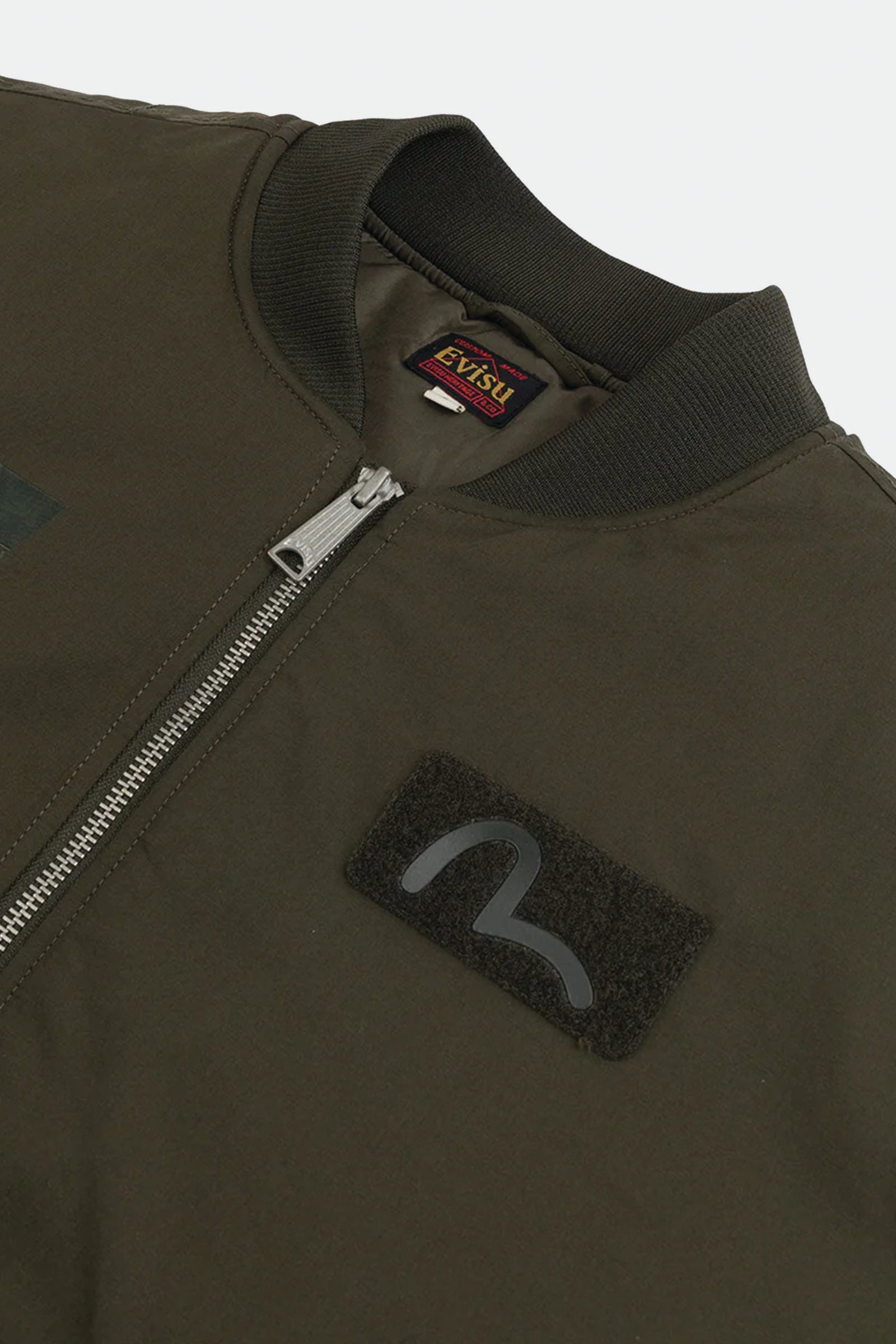  Evisu E And Seagull Appliqué Print Regular Fit Bomber Jacket Verde Uomo Khaki - 4