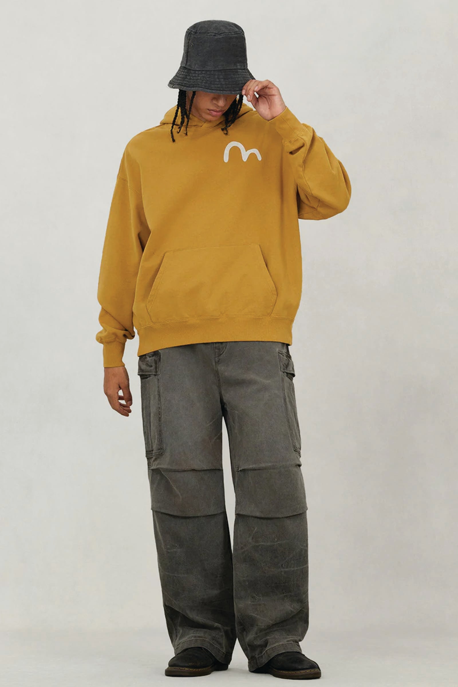  Evisu American Ebisu And Seagull Print Relax Fit Hoodie Marrone Uomo Tabacco - 3