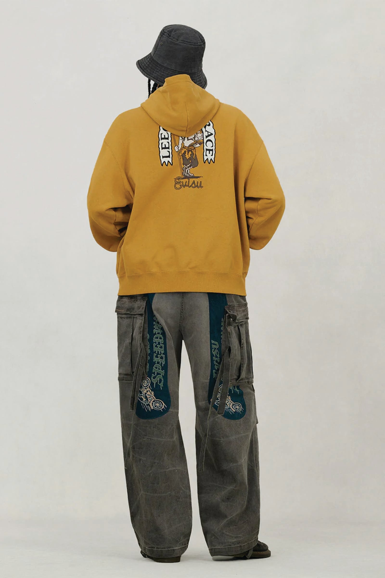  Evisu American Ebisu And Seagull Print Relax Fit Hoodie Marrone Uomo Tabacco - 4