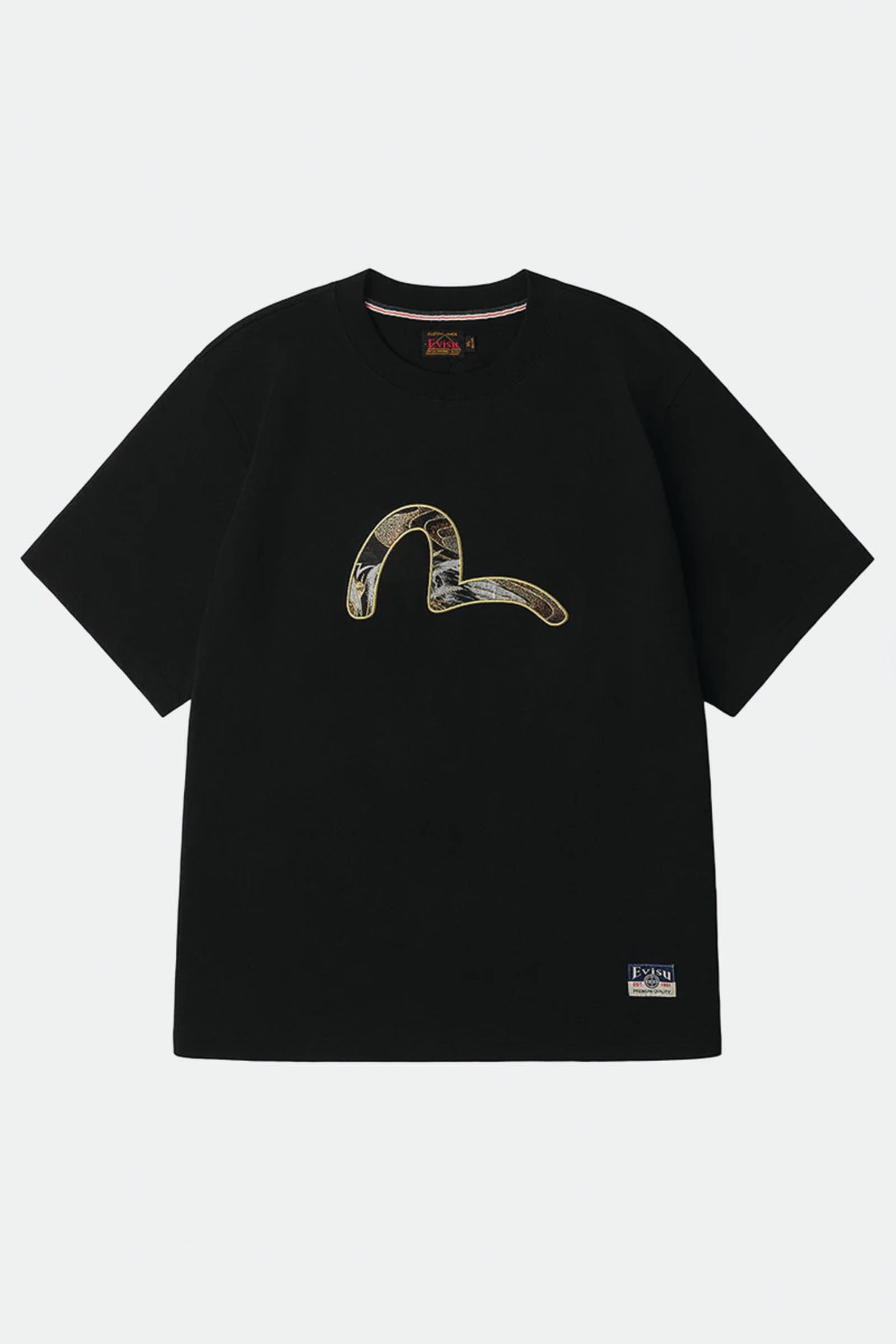  Evisu Brocade Seagull Appliqué Regular Fit Short Sleeves T-shirt Uomo Nero - 1