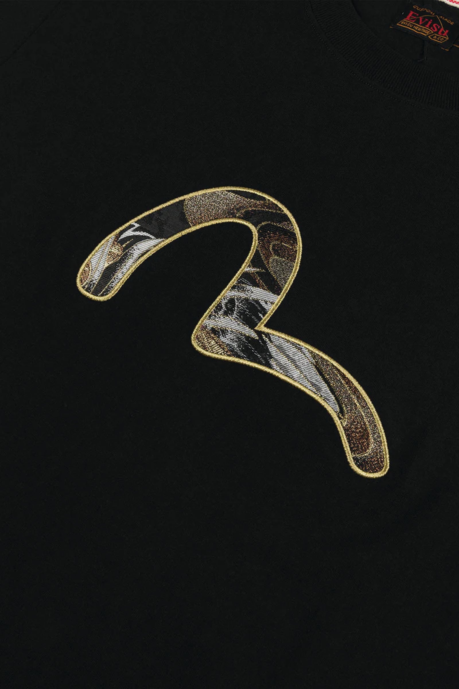  Evisu Brocade Seagull Appliqué Regular Fit Short Sleeves T-shirt Uomo Nero - 4