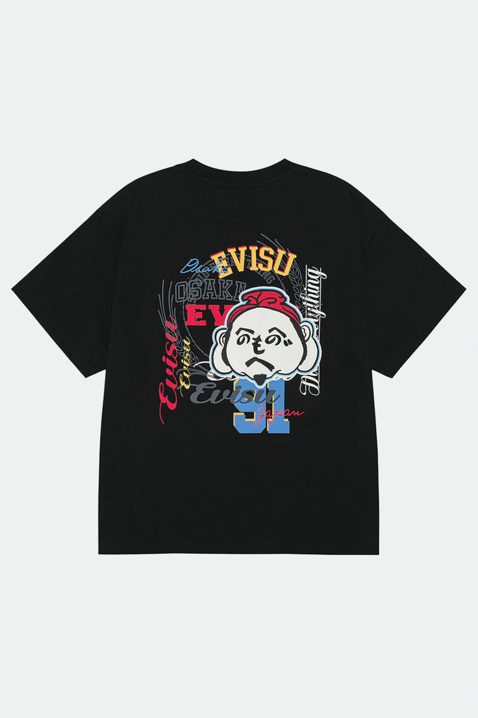 Evisu Henohenomohe Godhead Embroidery Relax Fit T-shirt Uomo Nero - 1