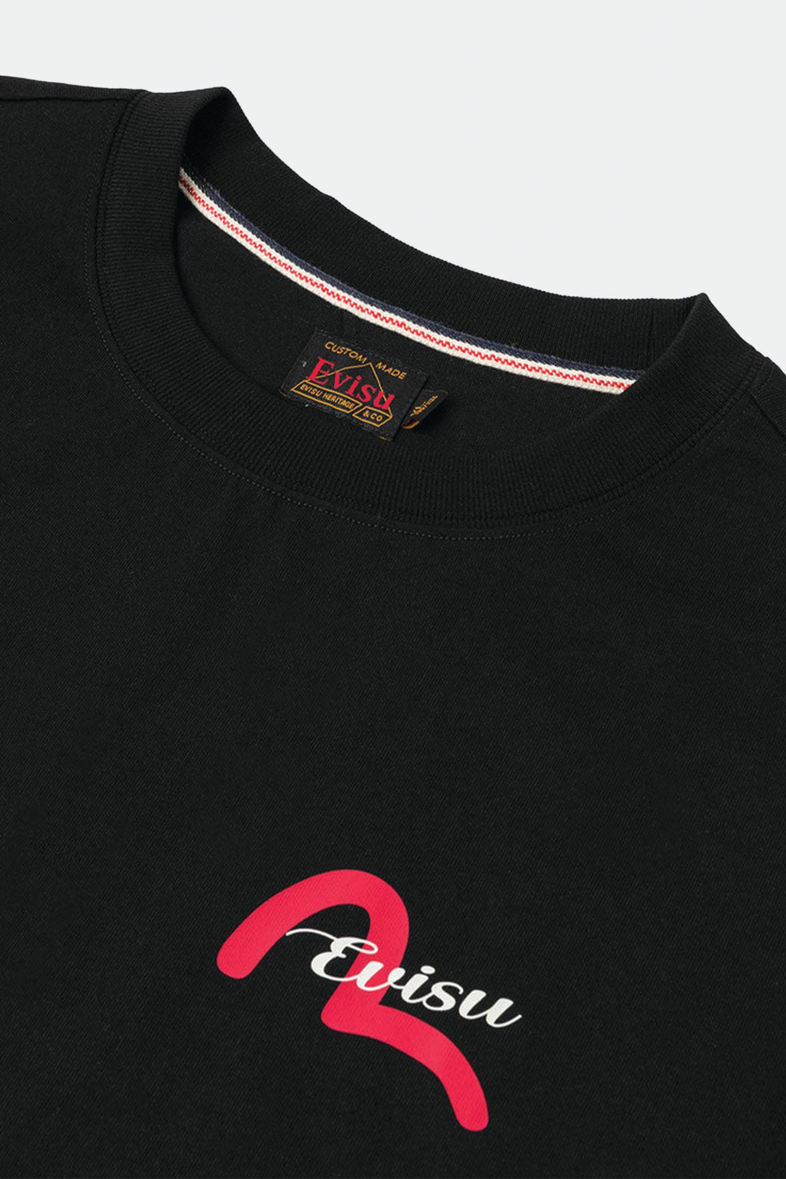  Evisu Henohenomohe Godhead Embroidery Relax Fit T-shirt Uomo Nero - 6