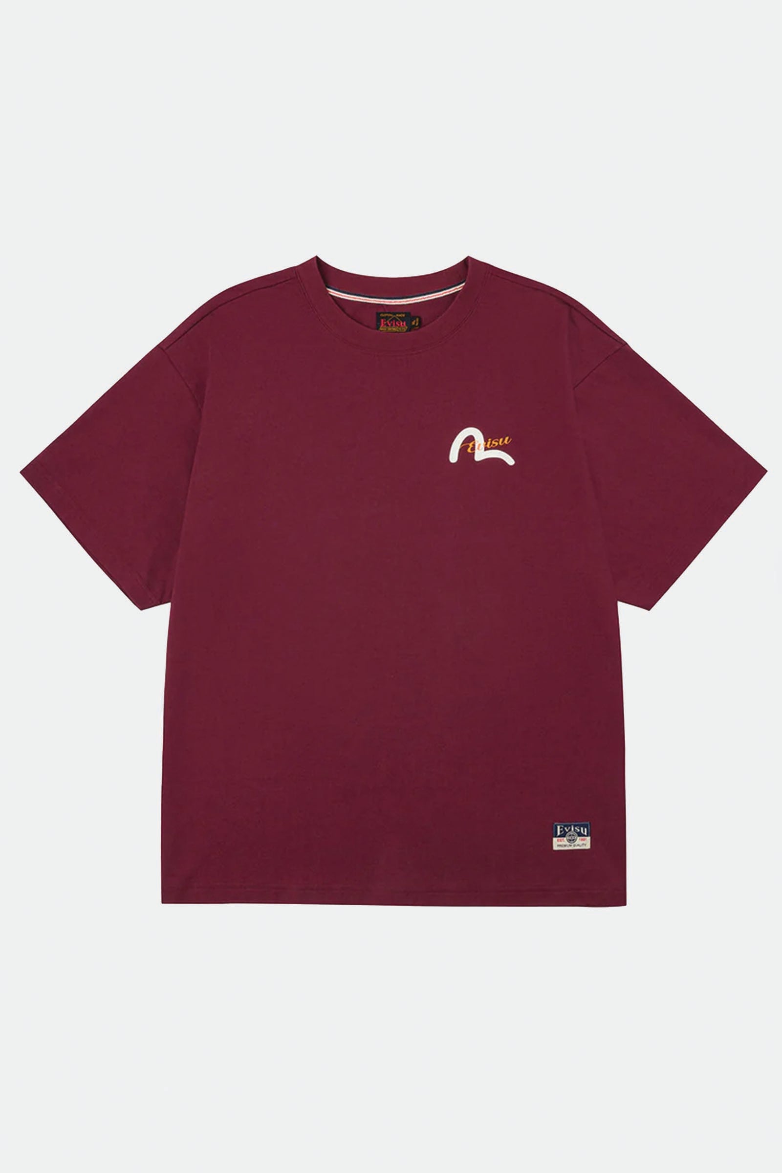  Evisu Henohenomohe Godhead Embroidery Relax Fit T-shirt Viola Uomo Bordeaux - 2