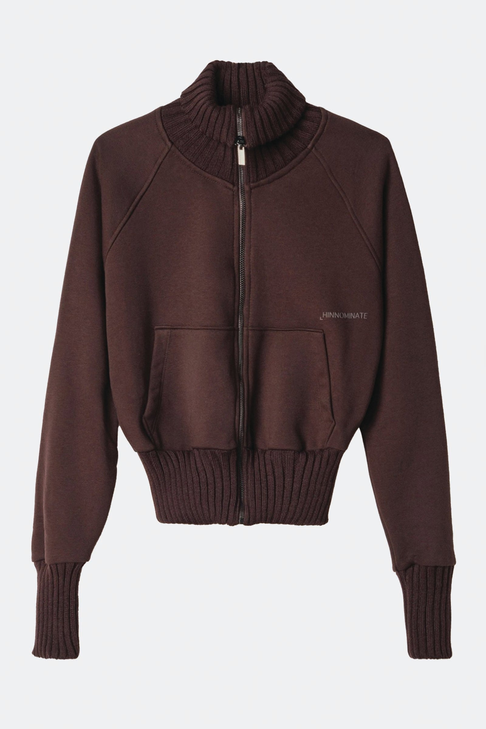  Hinnominate Felpa Collo Alto Full Zip Con Inserti In Maglia Marrone Donna Moro - 1
