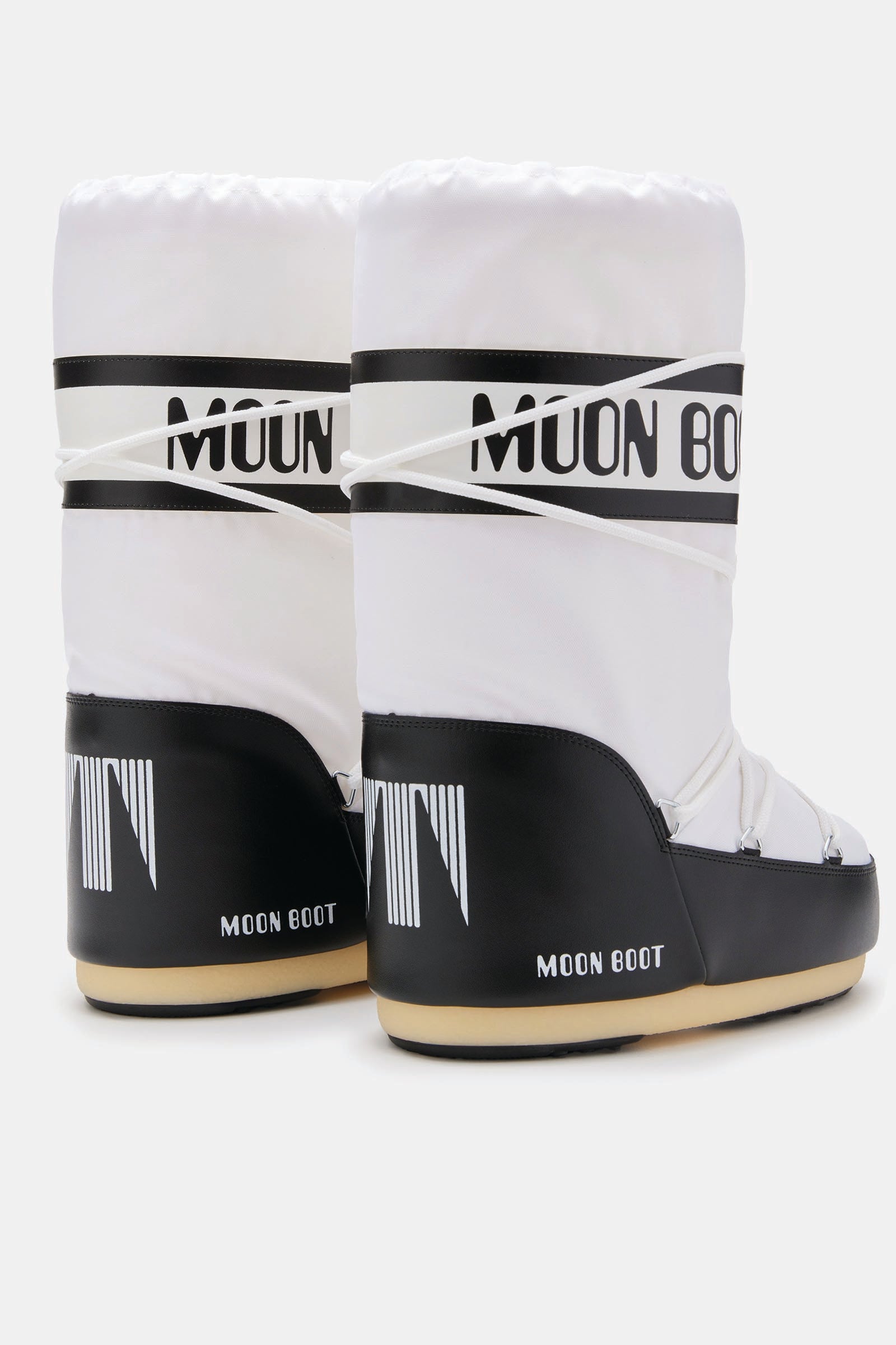  Moon Boot Icon Nylon Nero Unisex Nero Bianco - 2