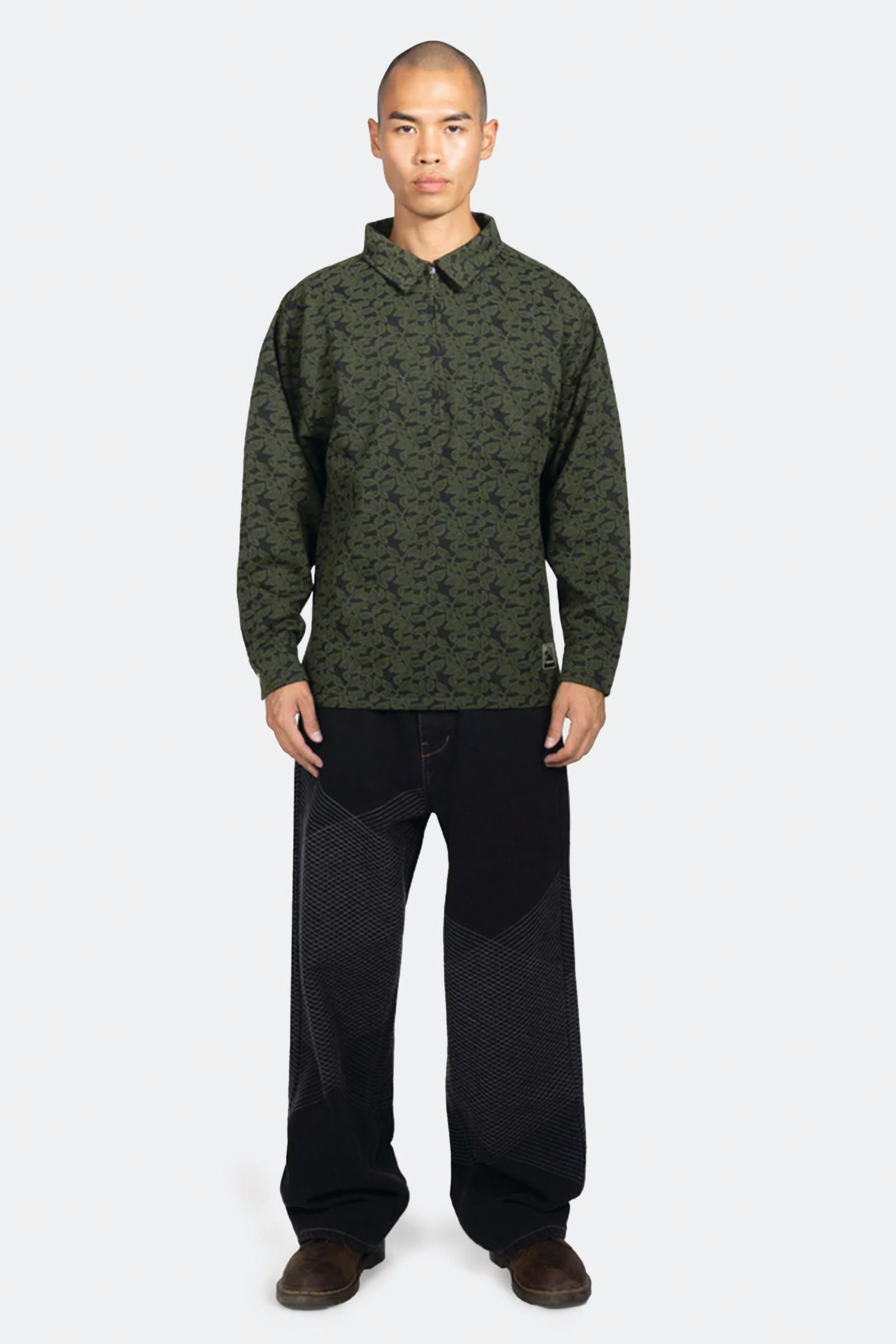  Pleasures Grid Embroidered Baggy Jeans Unisex Nero - 2