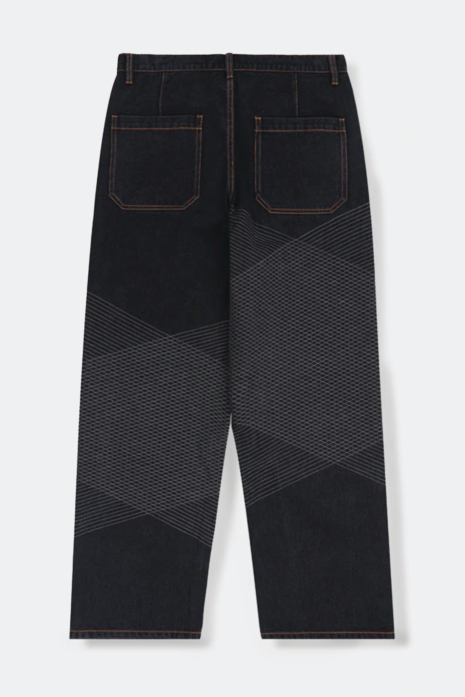  Pleasures Grid Embroidered Baggy Jeans Unisex Nero - 4