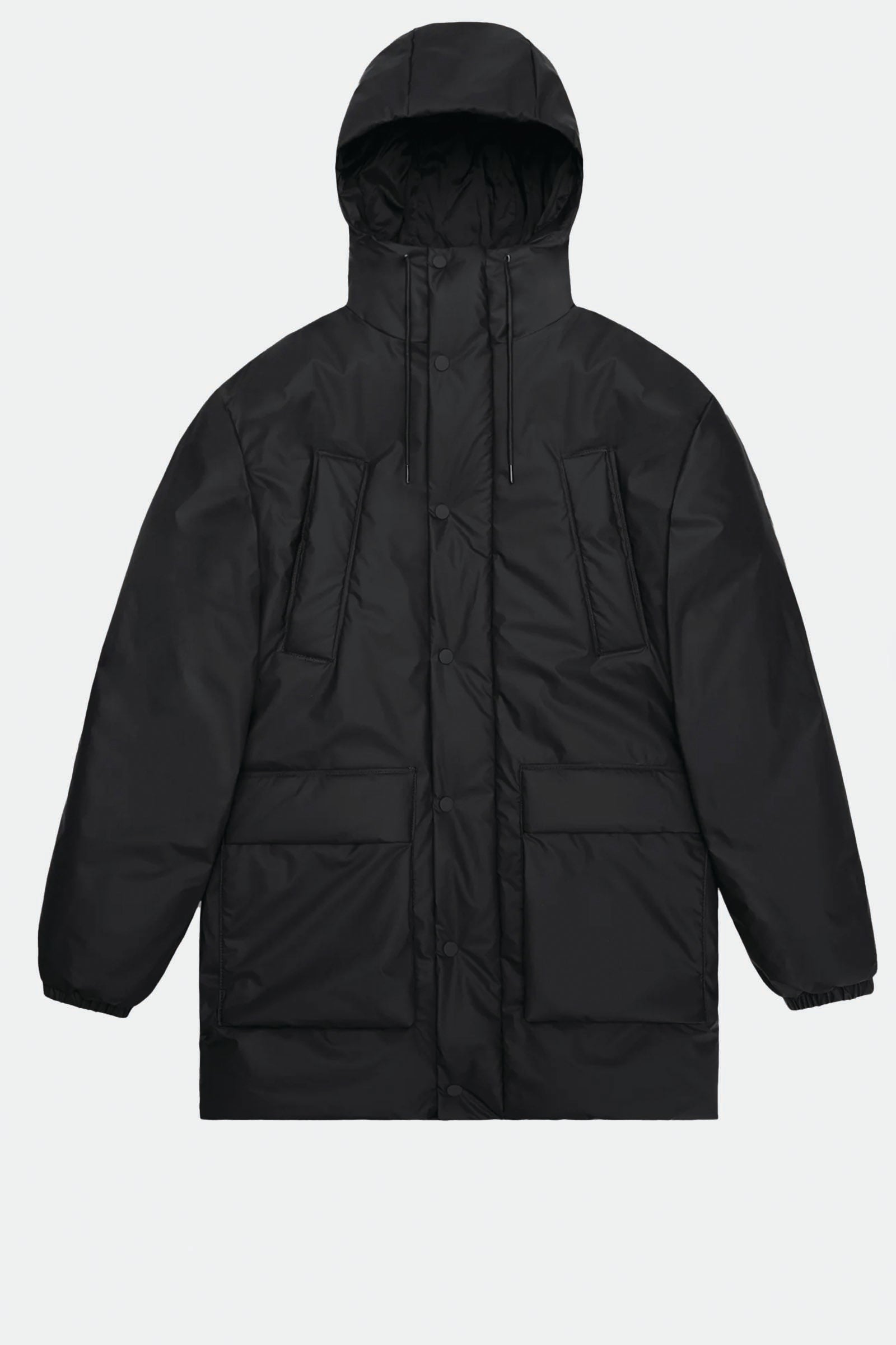  Rains Lohja Long Insulated Cargo Jacket Unisex Nero - 1
