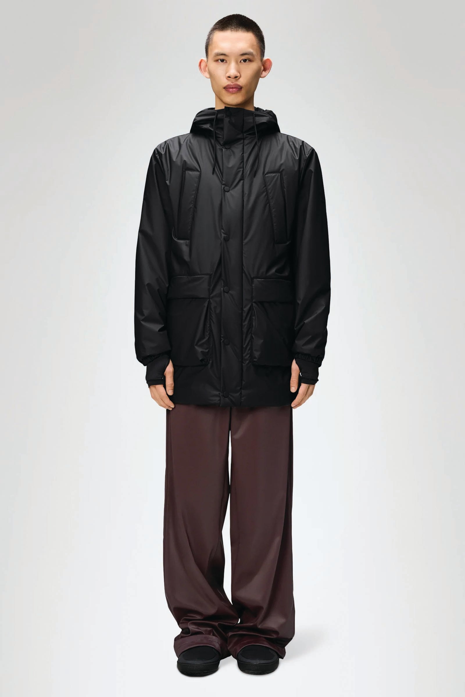  Rains Lohja Long Insulated Cargo Jacket Unisex Nero - 2