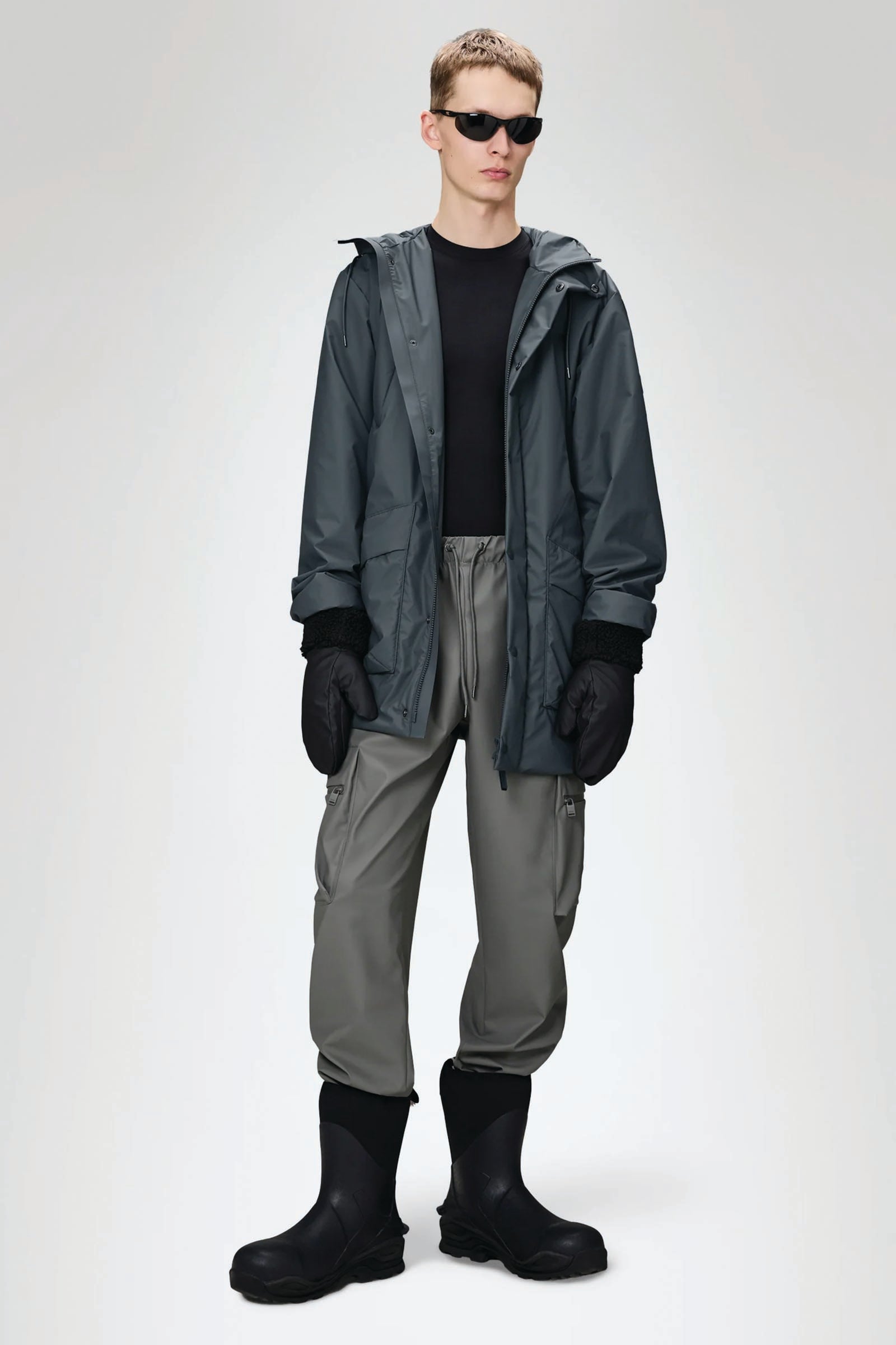  Rains Lohja Long Insulated Cargo Jacket Unisex Grigio - 3