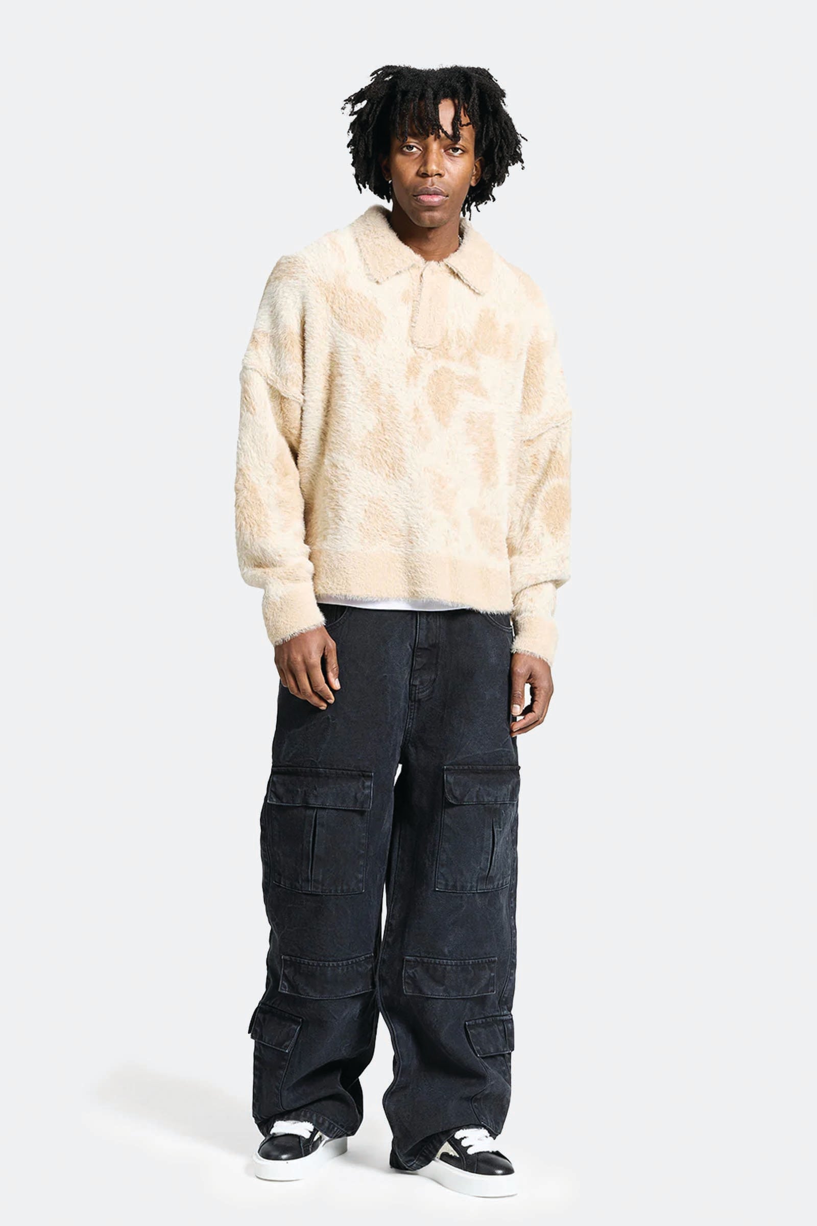  Reternity Clair Furry Knit Polo Marrone Unisex Sabbia - 5