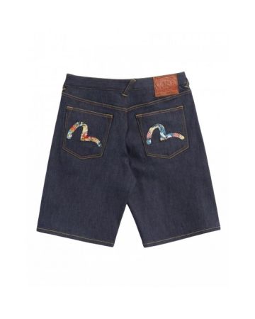 Evisu The Great Wave And Koi Seagull Embroidery Relax Fit Denim Shorts